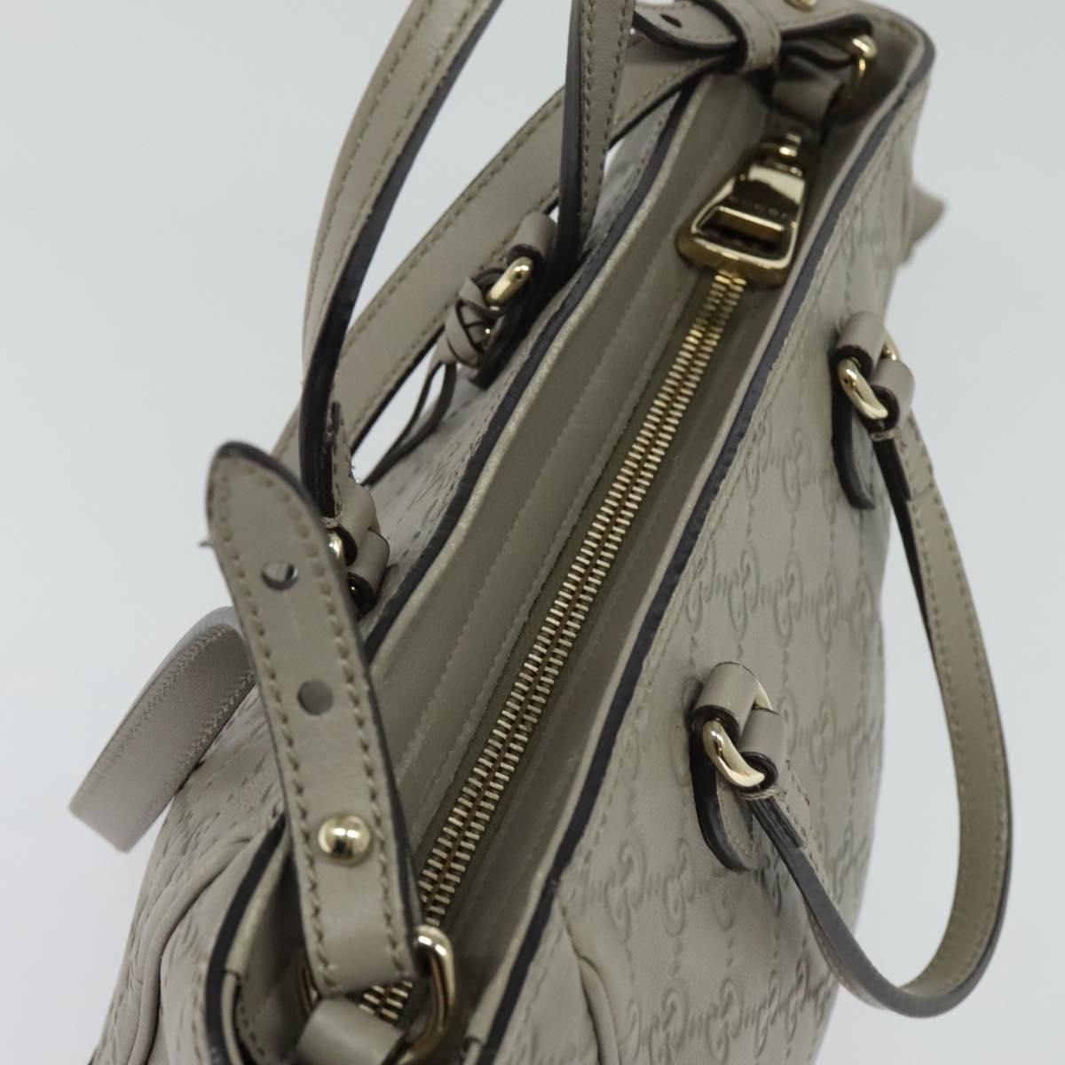 Gucci Gg Canvas Guccissima Hand Bag Leather Gray Gold 353121 Auth
