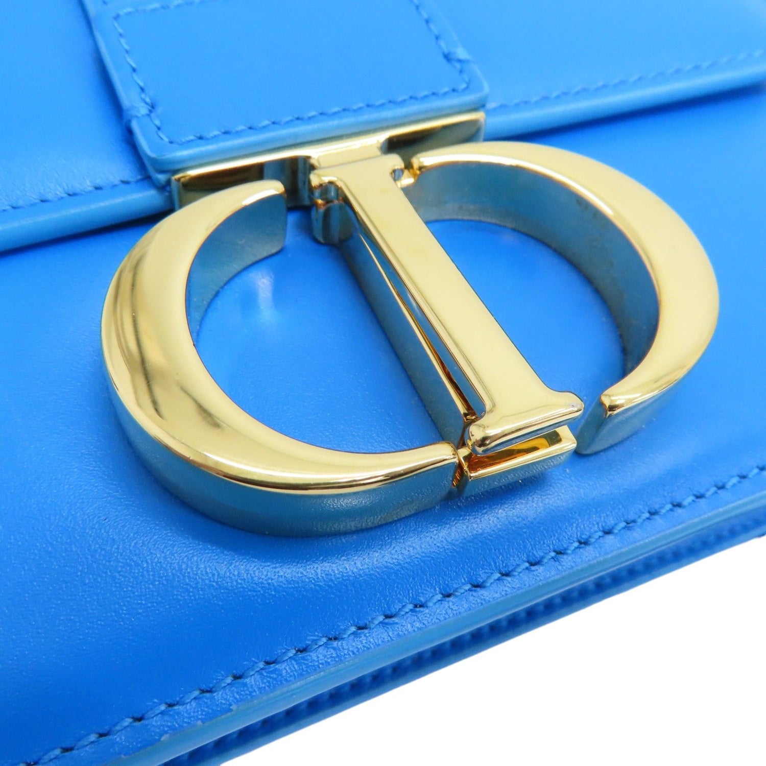 Dior 30 Montaigne Shoulder Bag Calfskin Blue Gold Metal