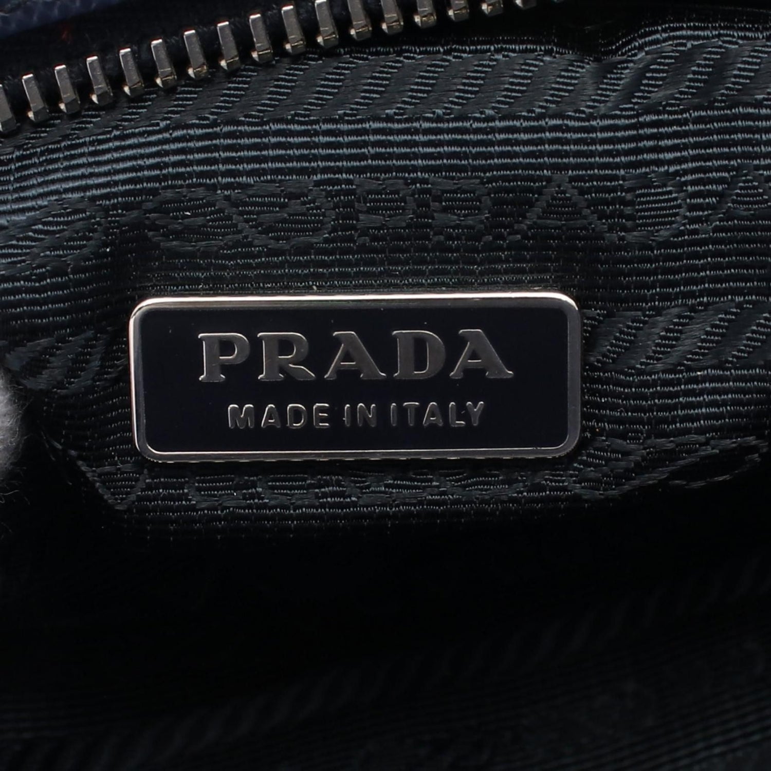 Prada Clutch Nylon Saffiano Leather Navy Beige