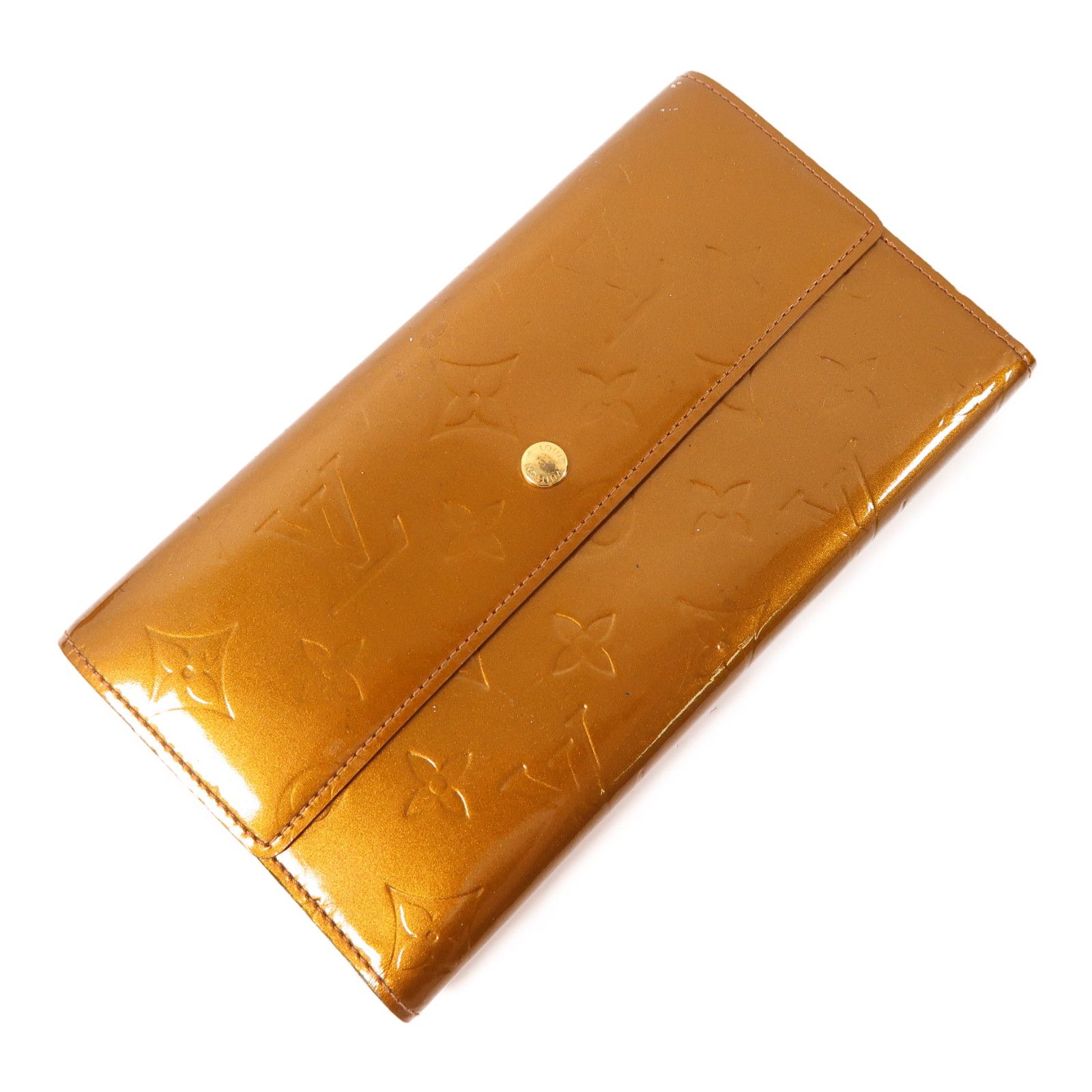 Louis Vuitton Vernis Long Wallet ____ Color Brown Double Sided Long Wallet M 65107