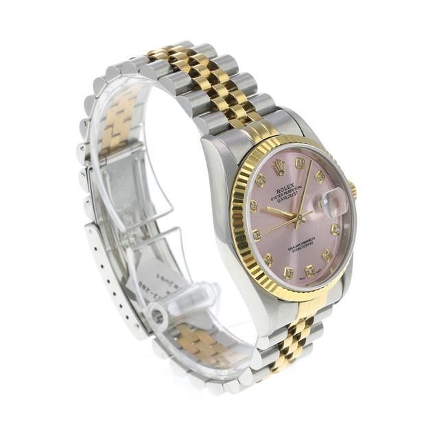 Pink Datejust 16233 Two-tone 36mm Ice Diamond Dial Watch