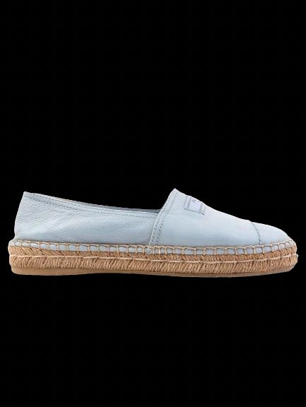 Excellent Prada Blue Leather Espadrille Shoes Size 37 Casual Style