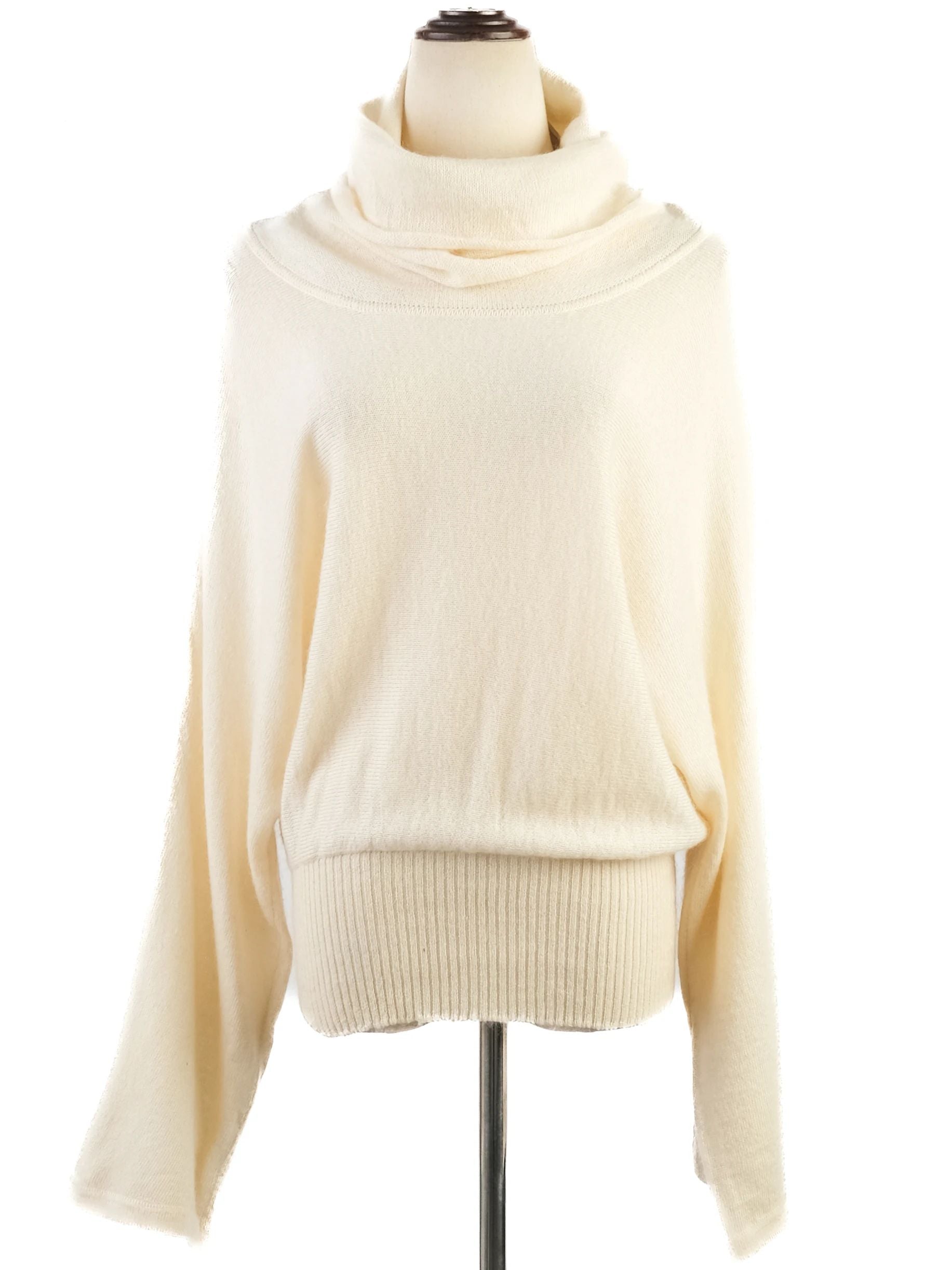 Luisa Spagnoli Excellent White Wool Turtleneck Sweater Size S