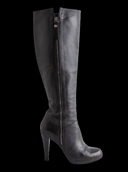 Good Russell Bromley Black Leather Knee-High Boots Size 38