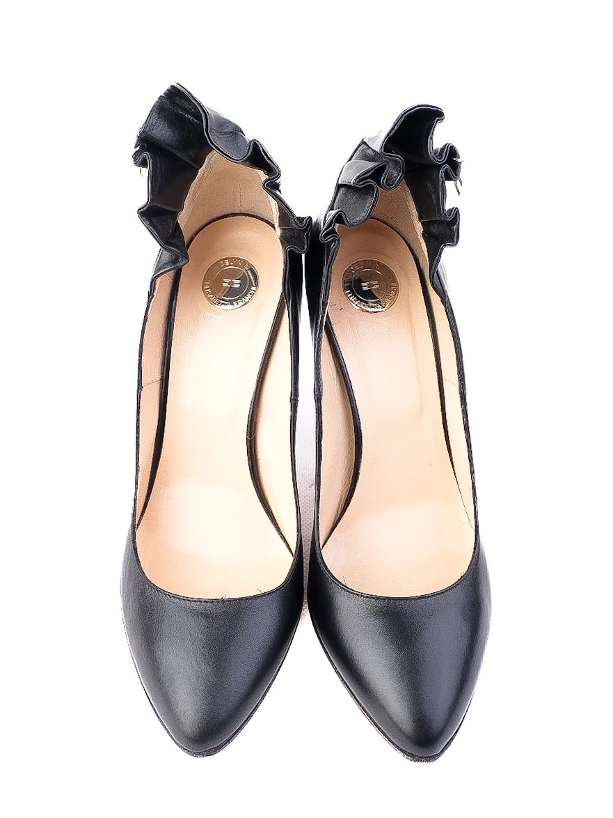 Excellent Elisabetta Franchi Black Leather High Heels Size 38