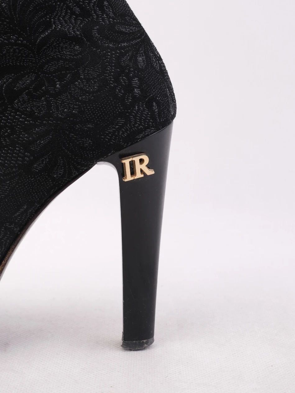 Excellent Renzoni Black Leather Knee-High Heels Size 37