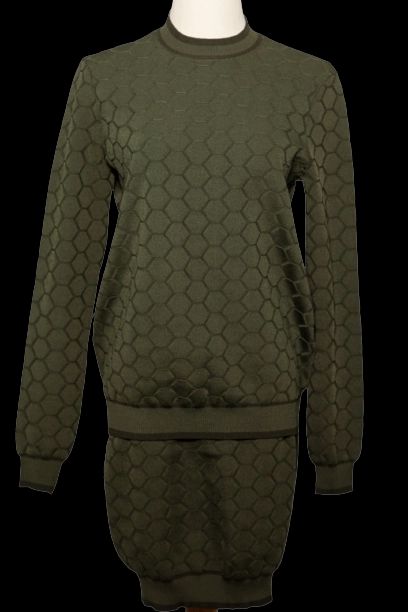 Good Y.A.S Green Long-Sleeved Textured Dress Size S