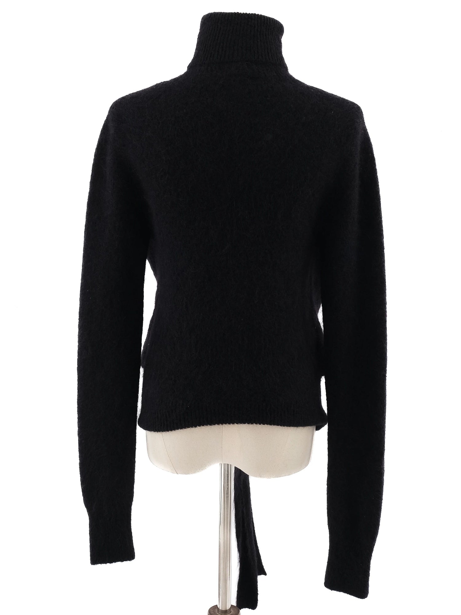 Excellent Ganni Black Wool Turtleneck Sweater Size S with Cutouts