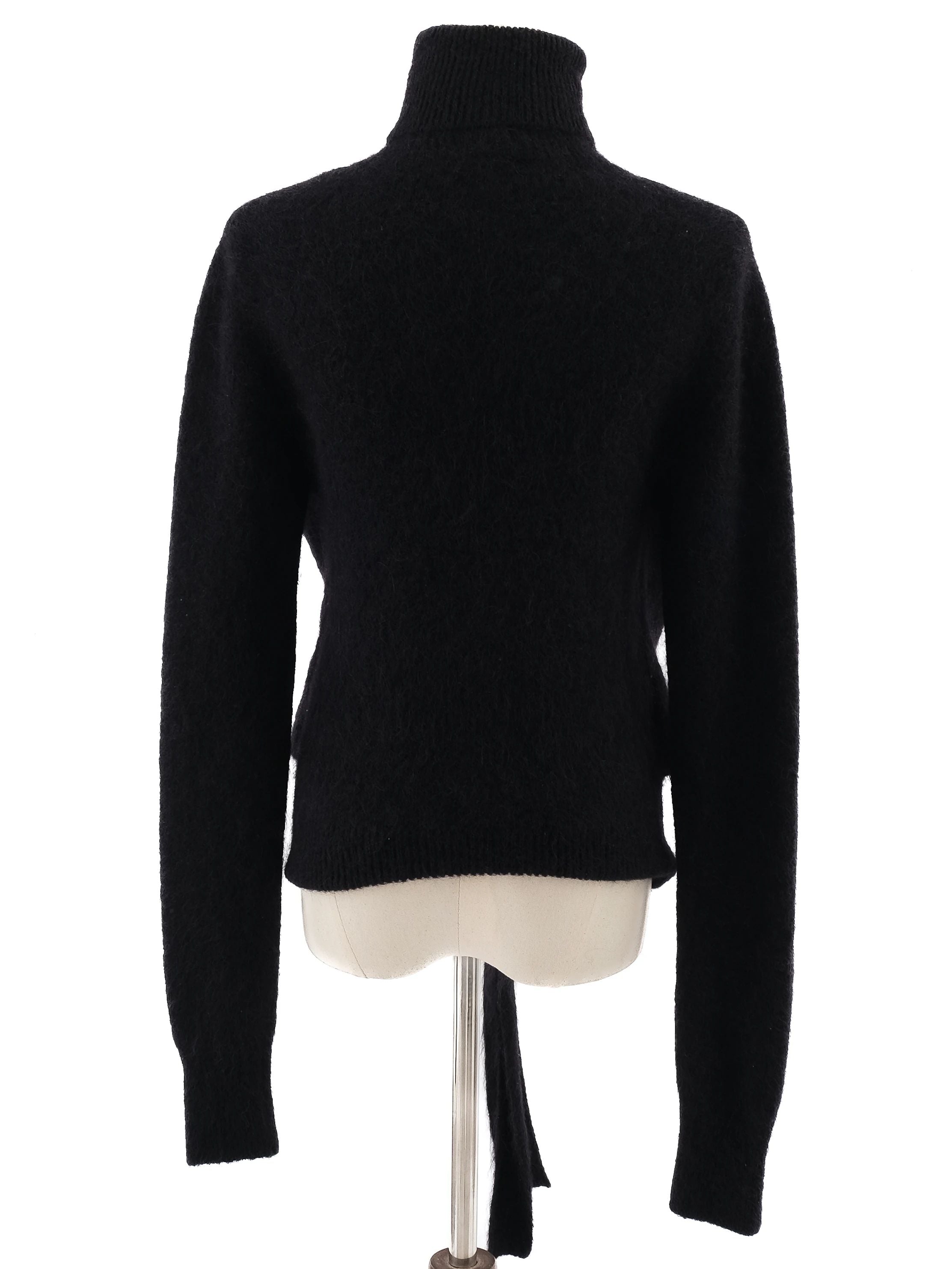 Excellent Ganni Black Wool Turtleneck Sweater Size S with Cutouts