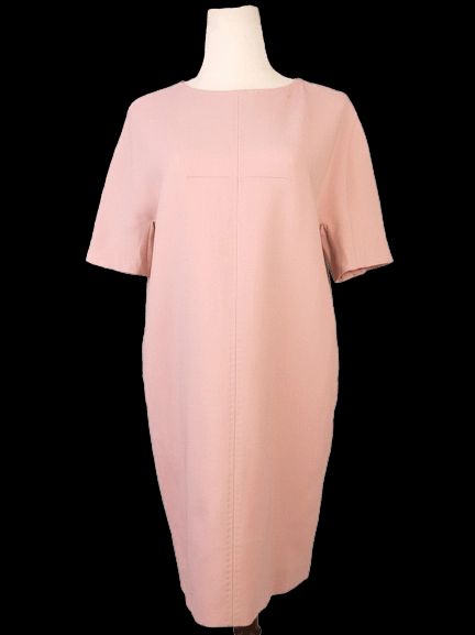 Excellent Max Mara Pink Wool Dress Size S Short Sleeve Knee-Length