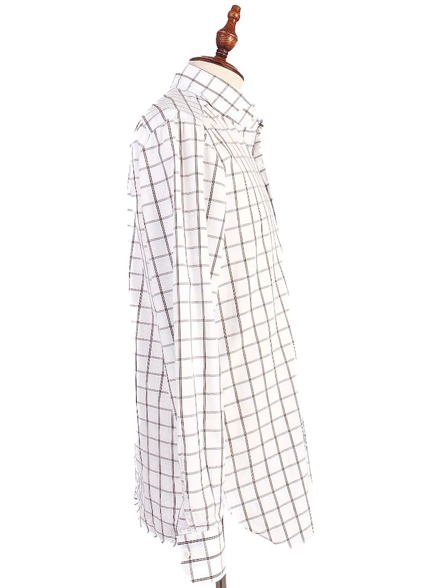 Perfect Isaia White Cotton Checkered Shirt Size L for Men