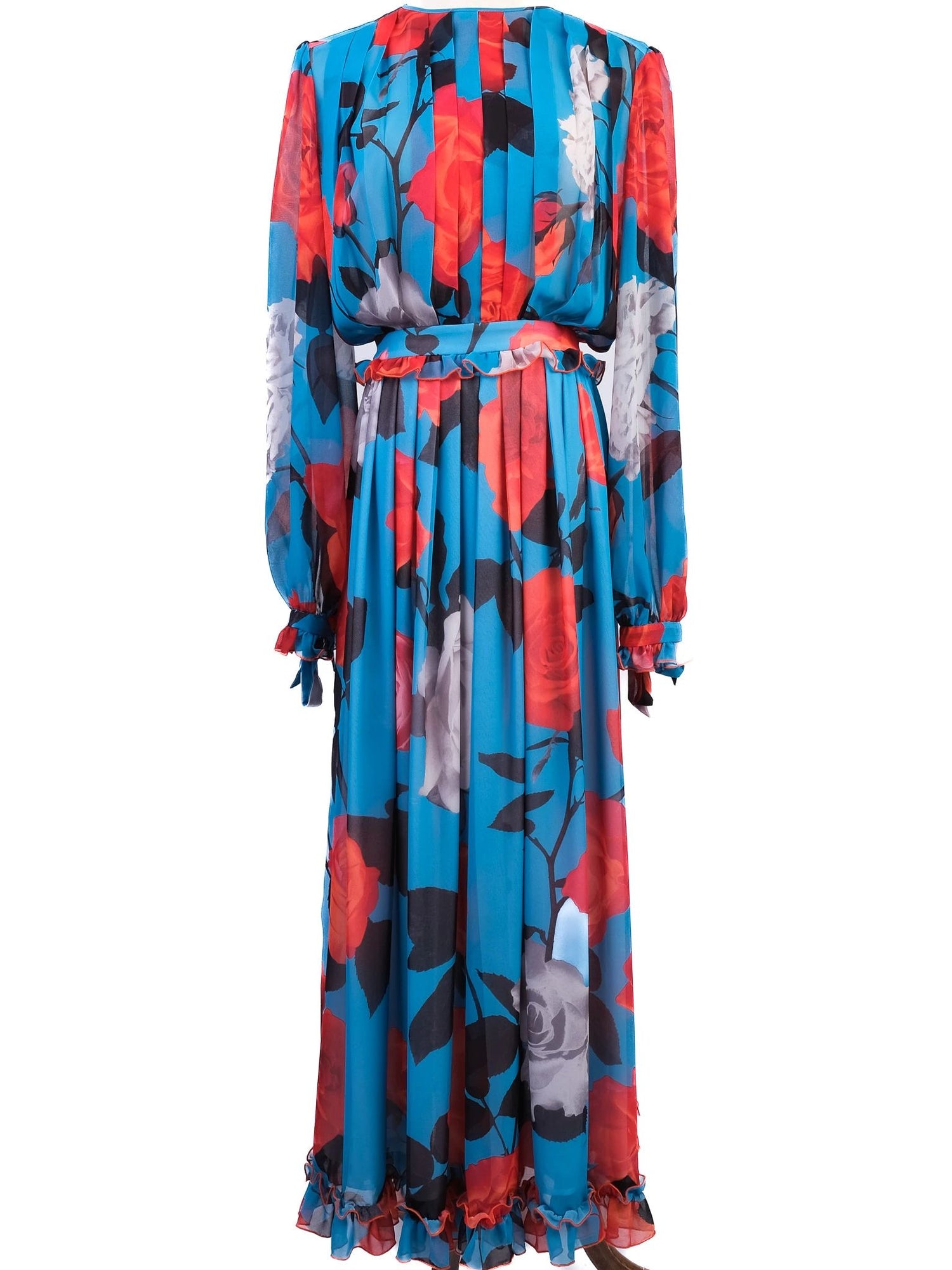 Excellent MSGM Floral Maxi Dress Blue Red White Polyester Women