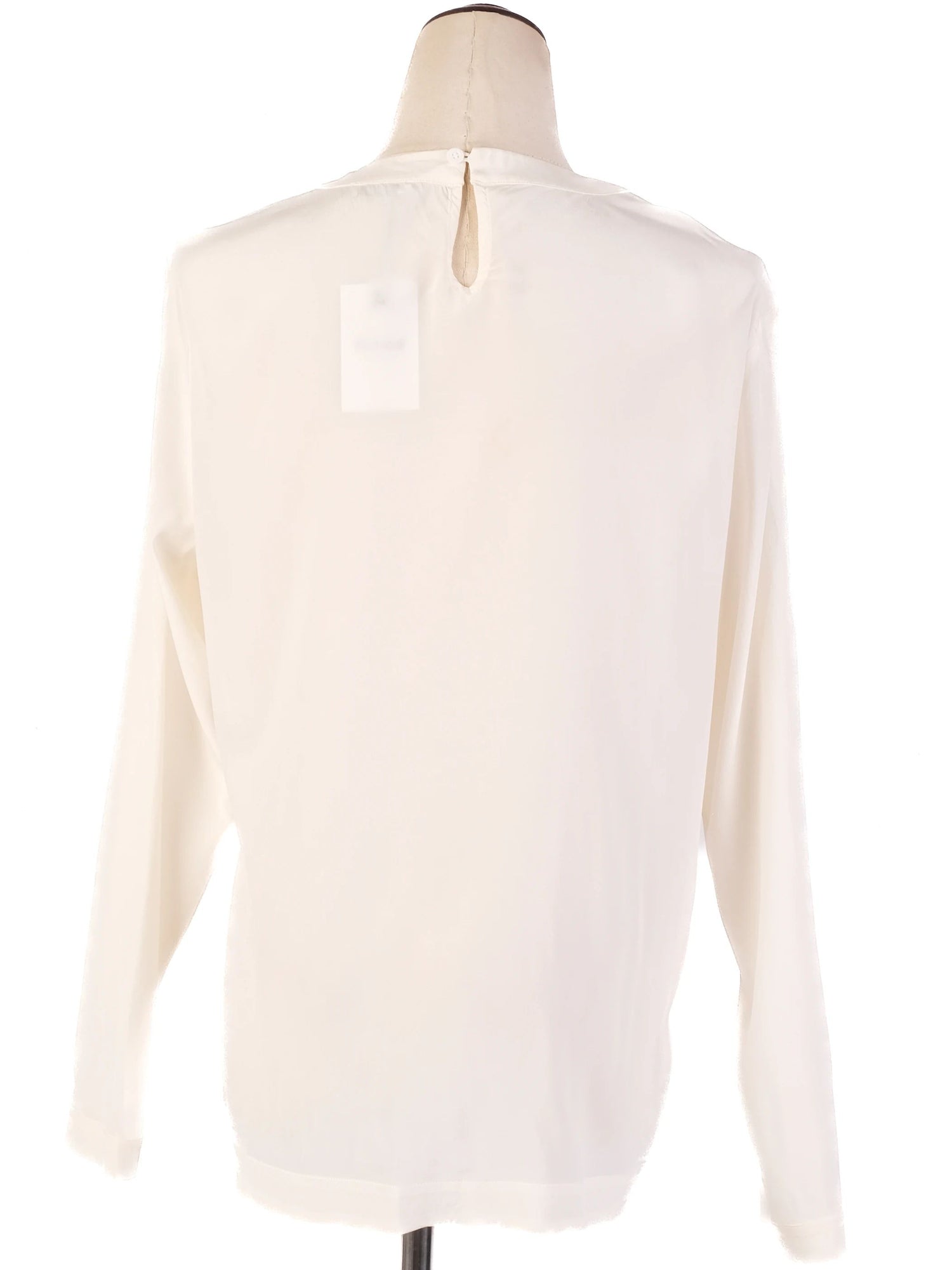 Excellent Peserico White Silk Blouse with Pleated Detailing Size M