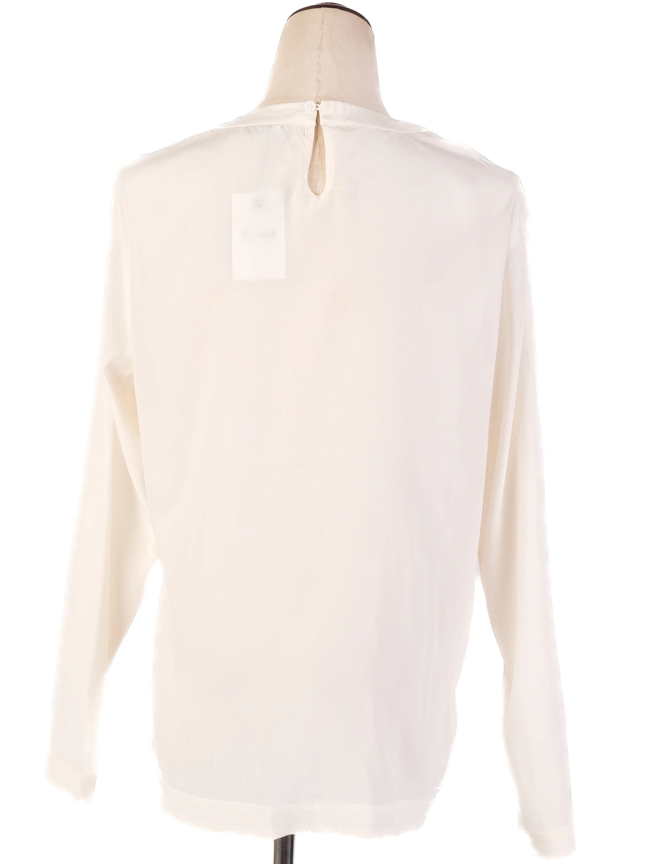 Excellent Peserico White Silk Blouse with Pleated Detailing Size M