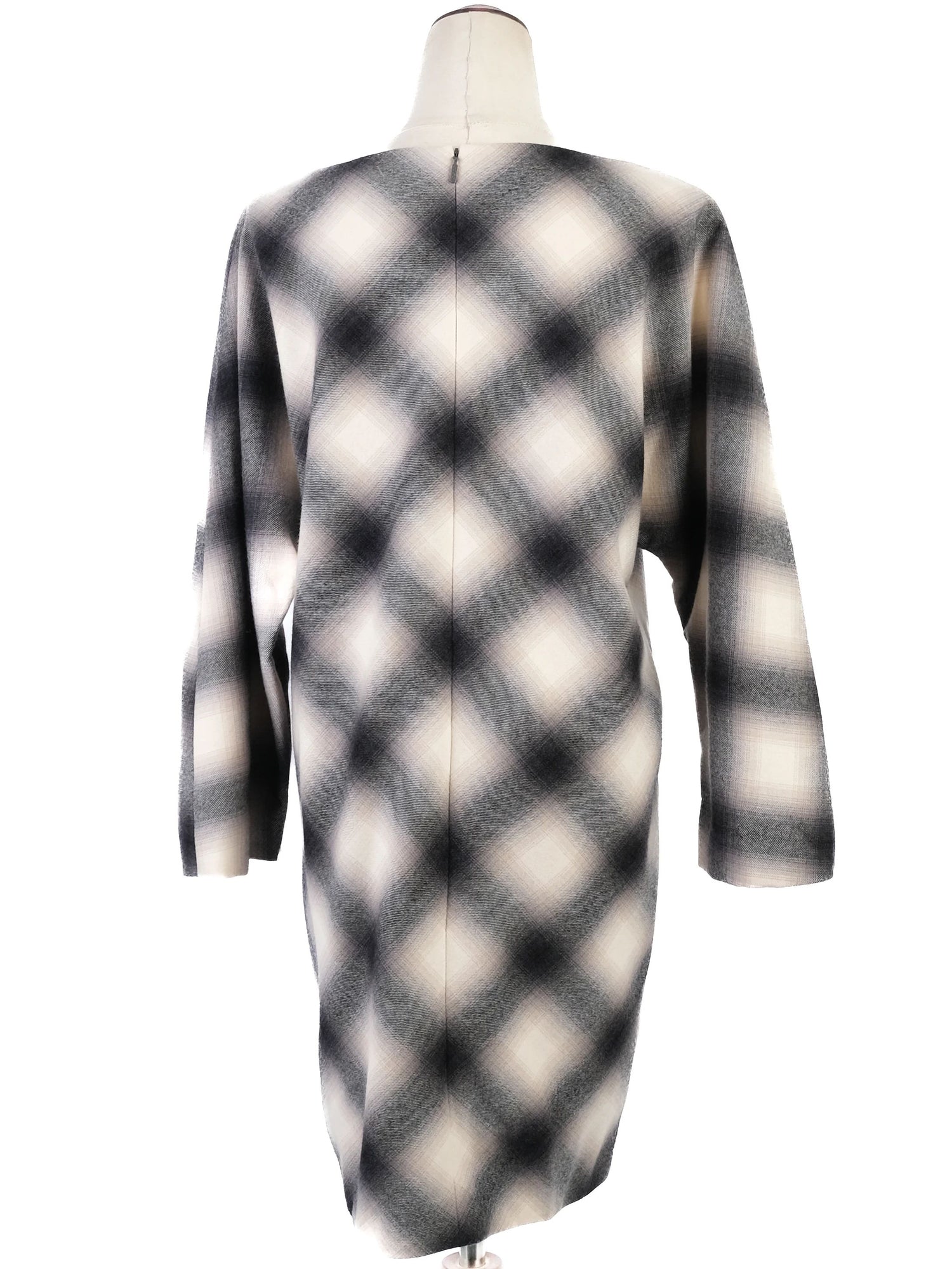 Excellent Gucci Plaid Wool Dress Size L Black White Gray