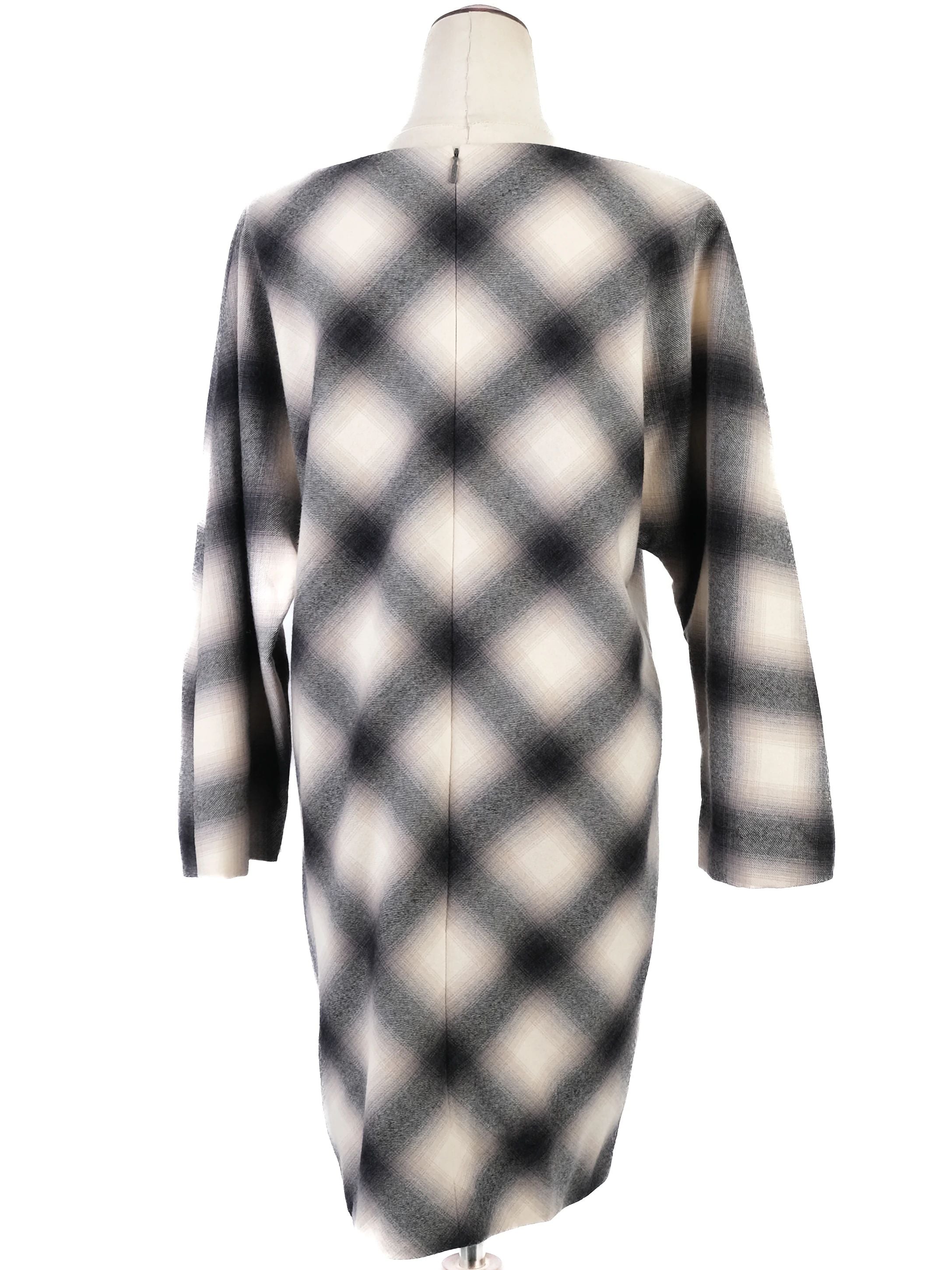 Excellent Gucci Plaid Wool Dress Size L Black White Gray