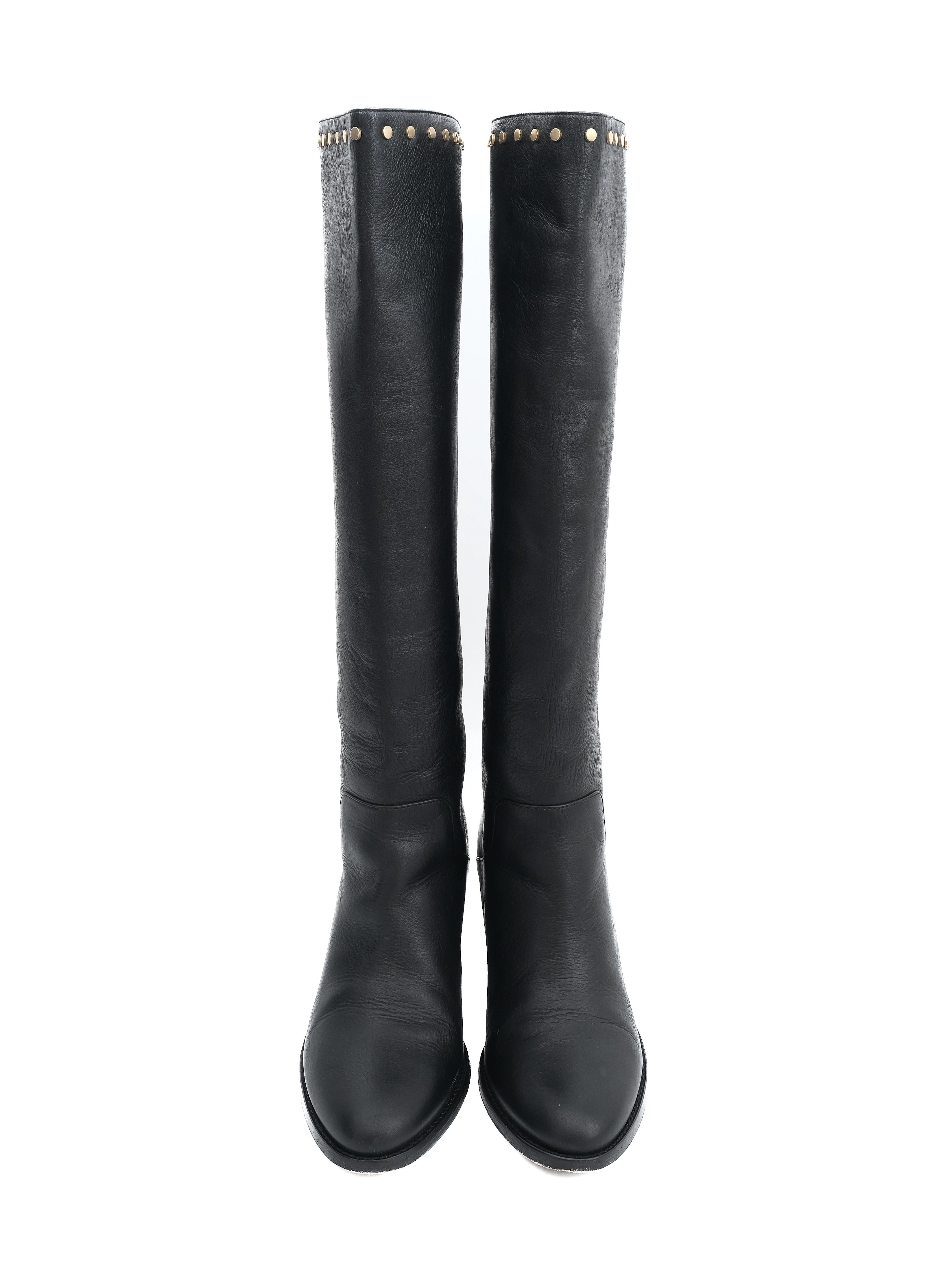 Excellent Jimmy Choo Black Leather Knee-High Boots Size 37