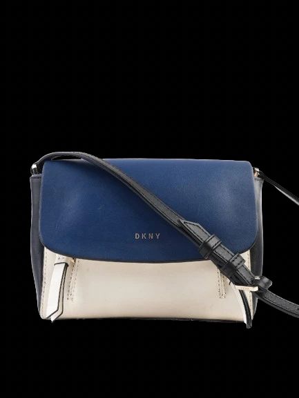 Excellent DKNY Crossbody Bag Navy Blue White Black Genuine Leather