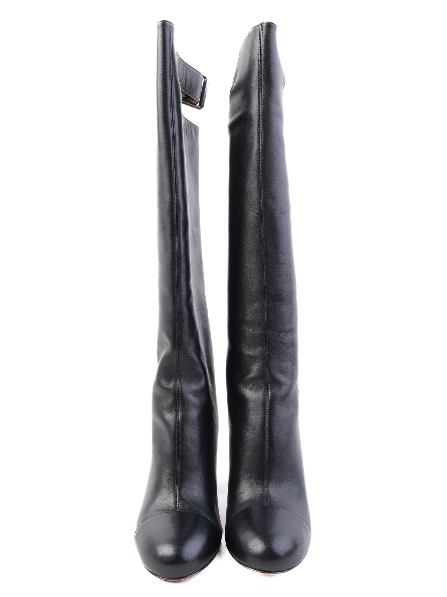 Perfect Marc Jacobs Black Leather Knee-High High-Heeled Boots Size 38