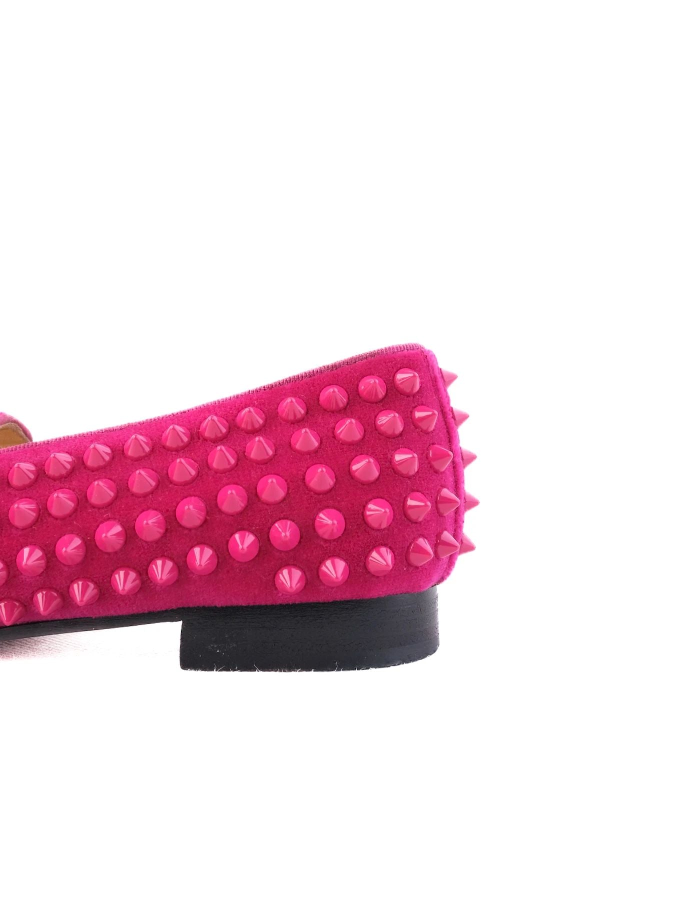 Excellent Christian Louboutin Pink Leather Loafers with Spikes Size 35.5