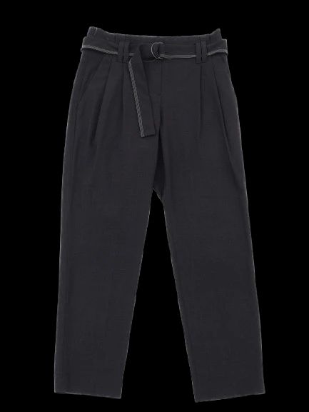 Perfect Brunello Cucinelli Black Wool Pants Size S with Belt