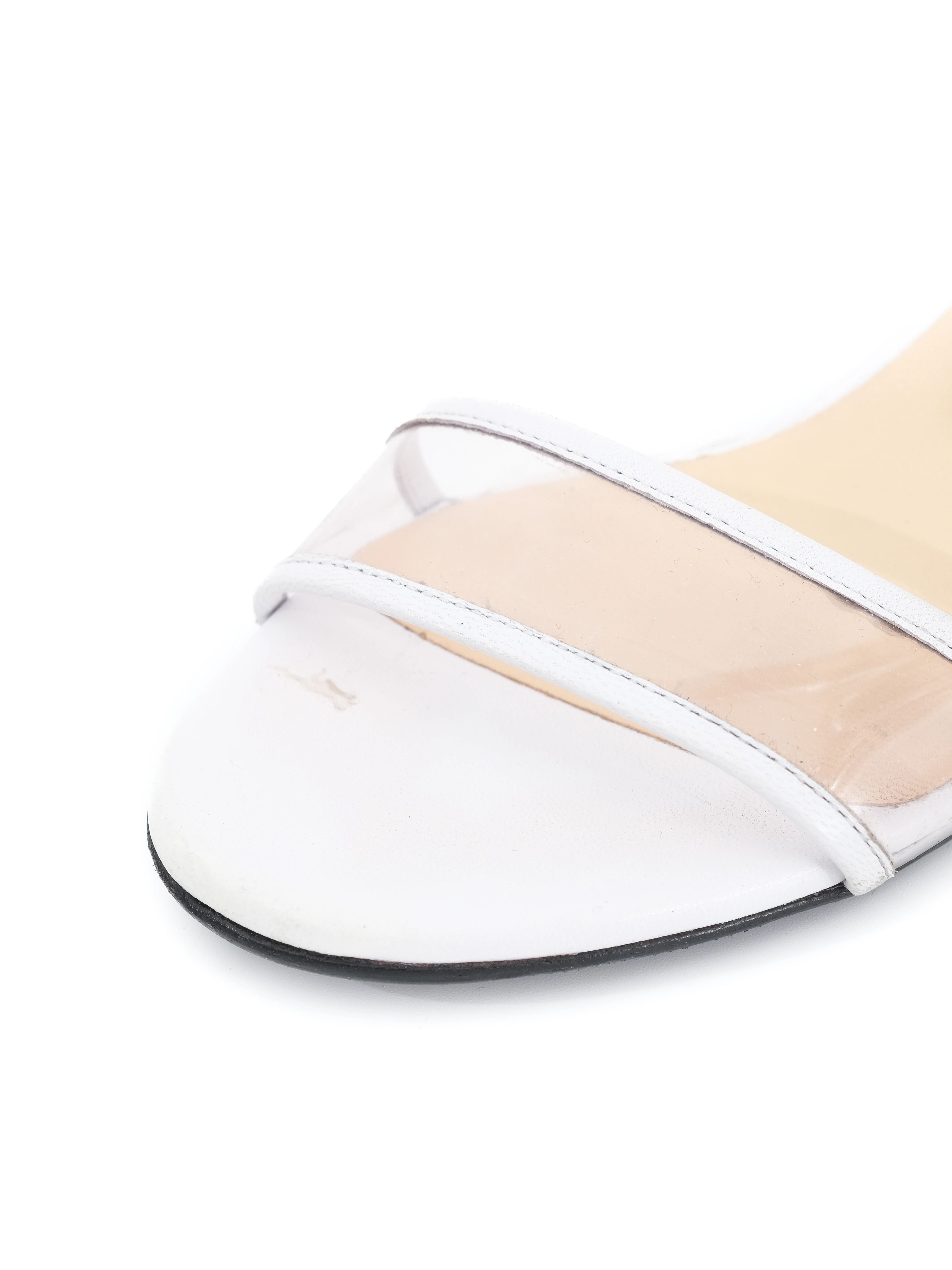 Jimmy Choo White Leather Heeled Sandals with Ankle Strap