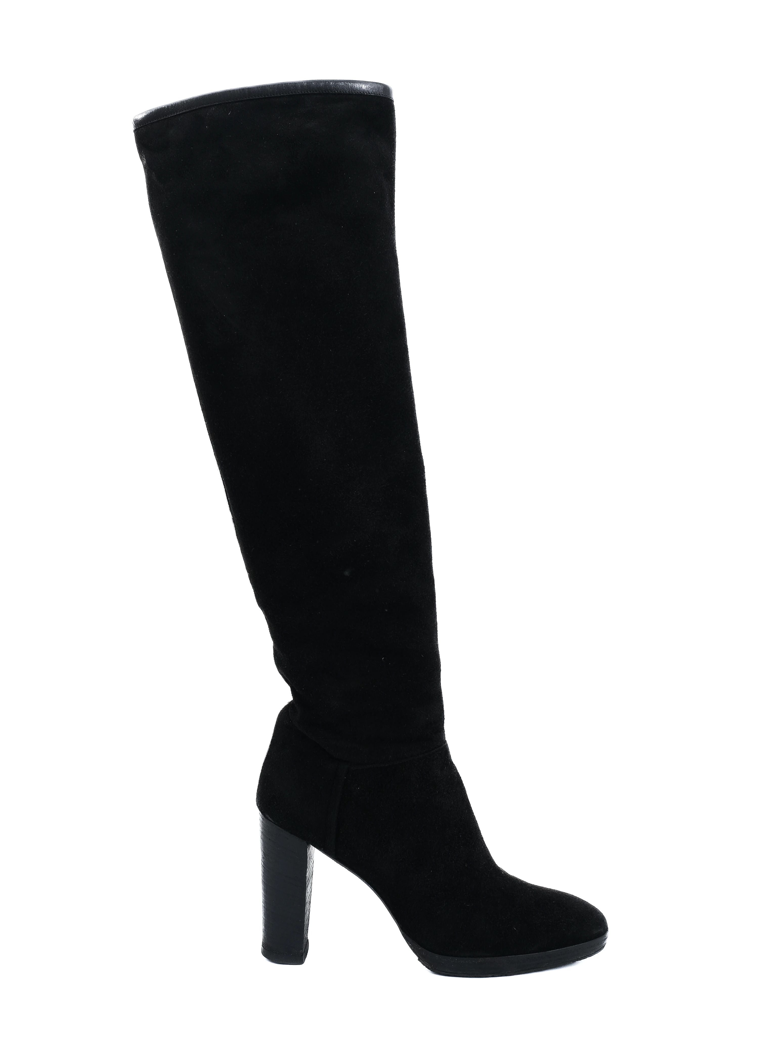 Excellent Loro Piana Black Genuine Suede Knee-High Boots Women