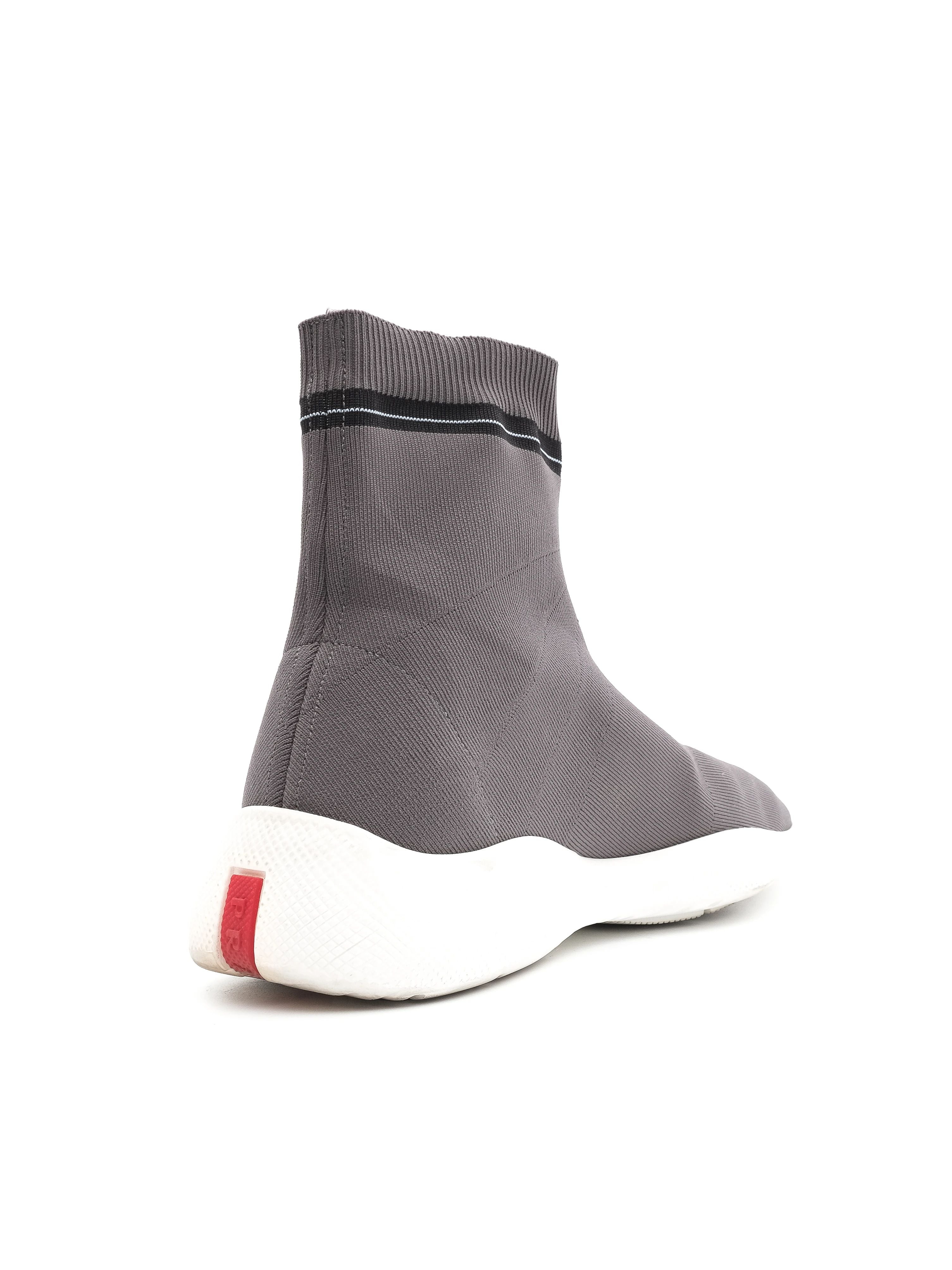 Excellent Prada Gray Sock-Style Sneakers Size 39.5 Women&