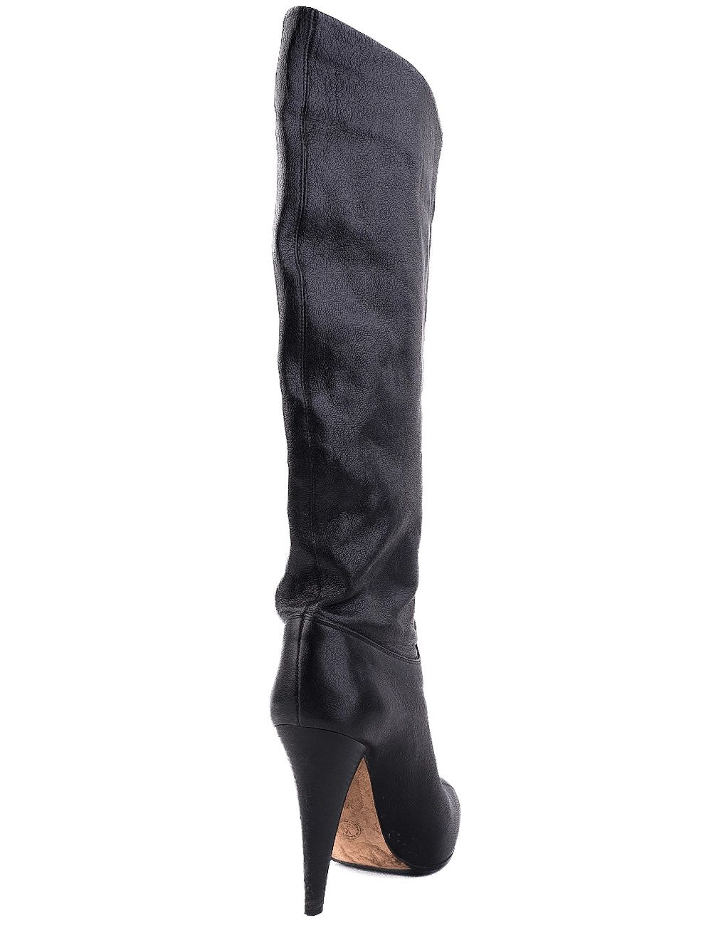 Excellent Bally Black Leather Knee-High Stiletto Heeled Boots Size 37.5