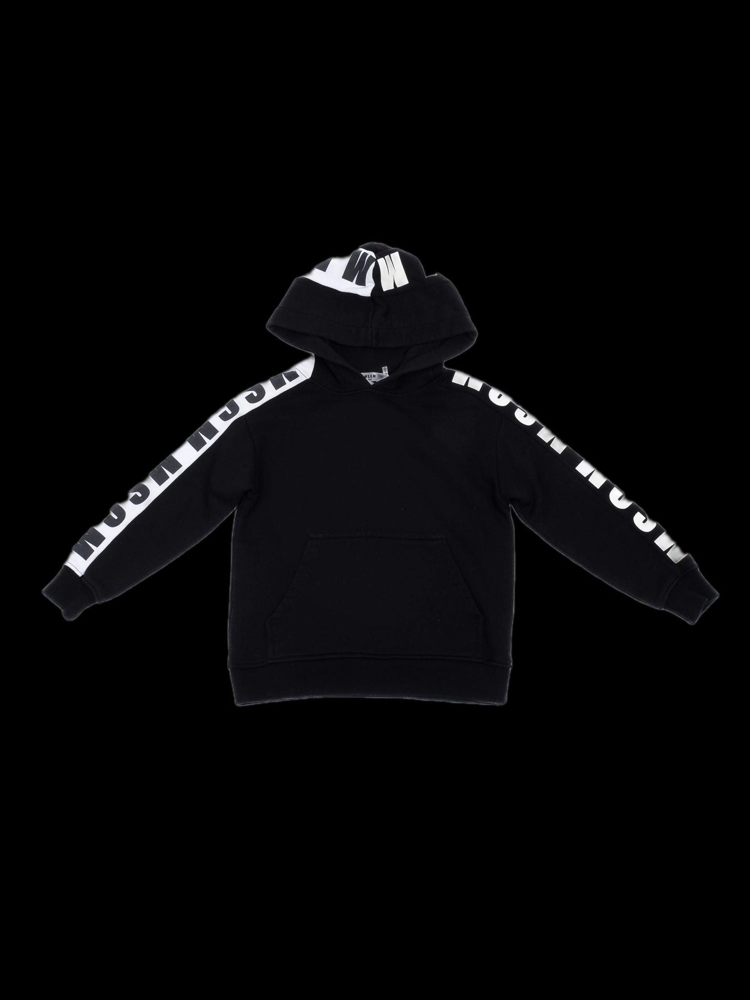 Excellent MSGM Black Hoodie for Kids Size 6 Cotton Natural