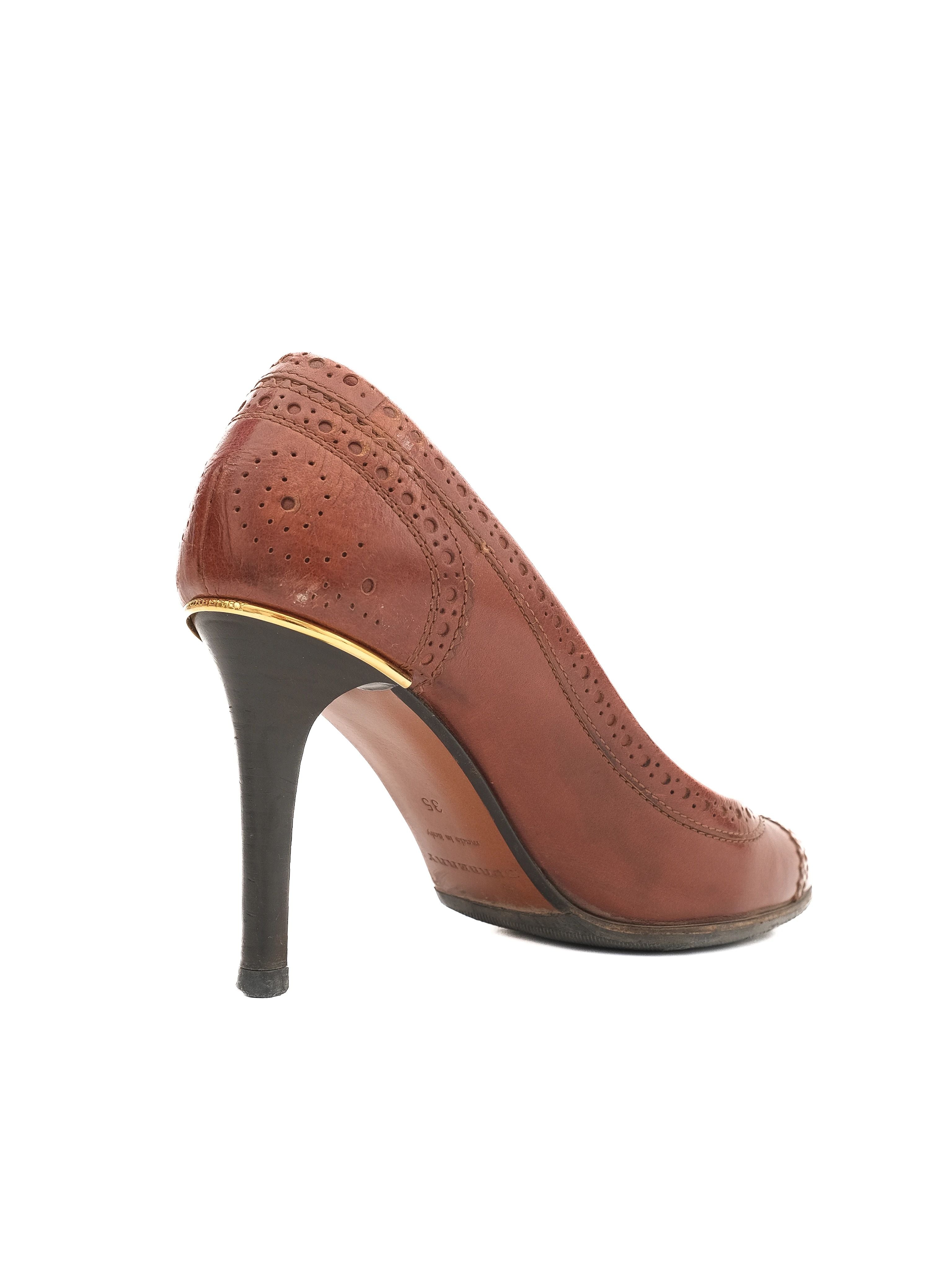 Excellent Burberry Orange Leather High-Heeled Shoes Size 35