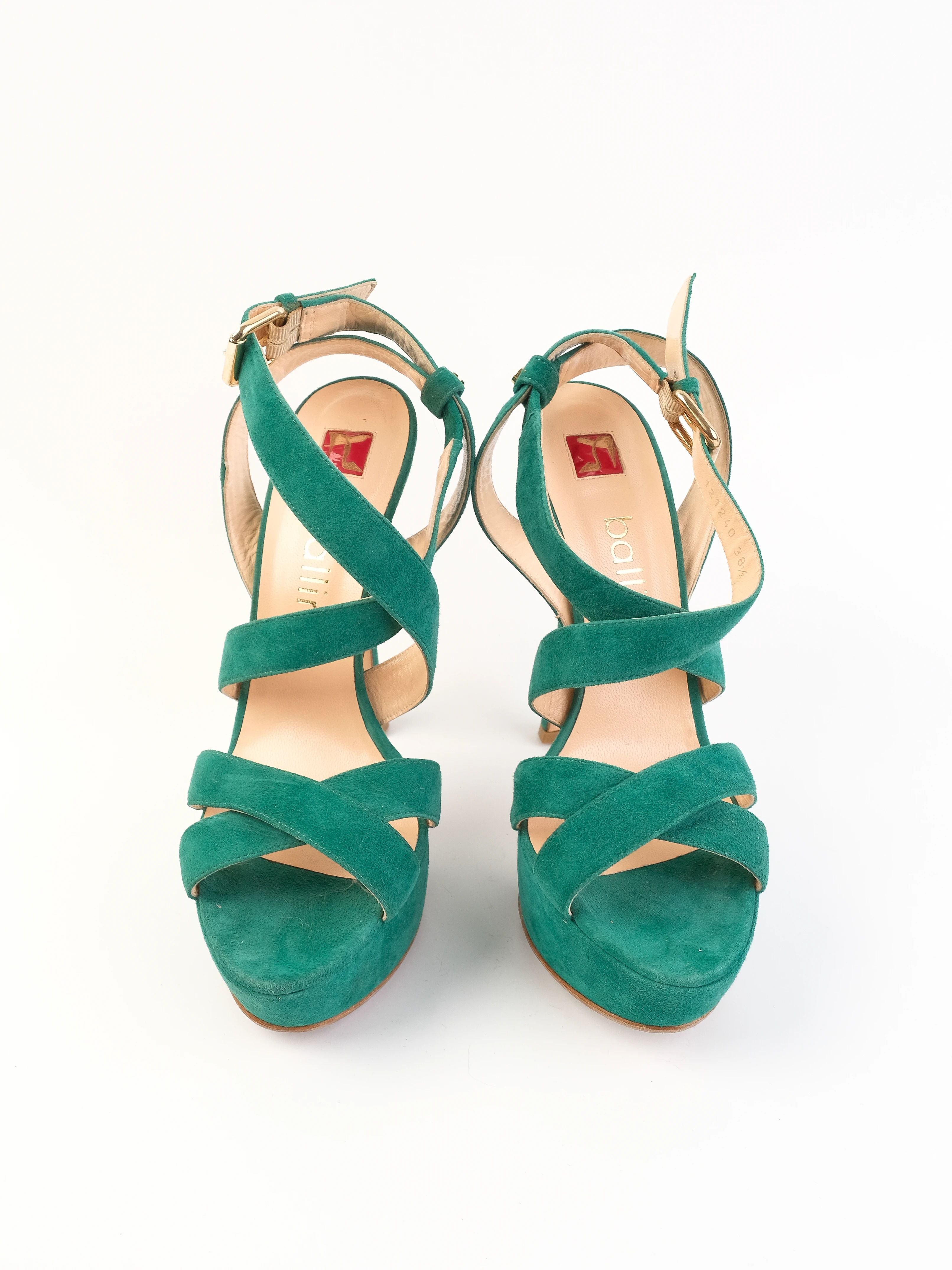 Excellent Ballin Blue Leather High-Heeled Sandals Size 38.5