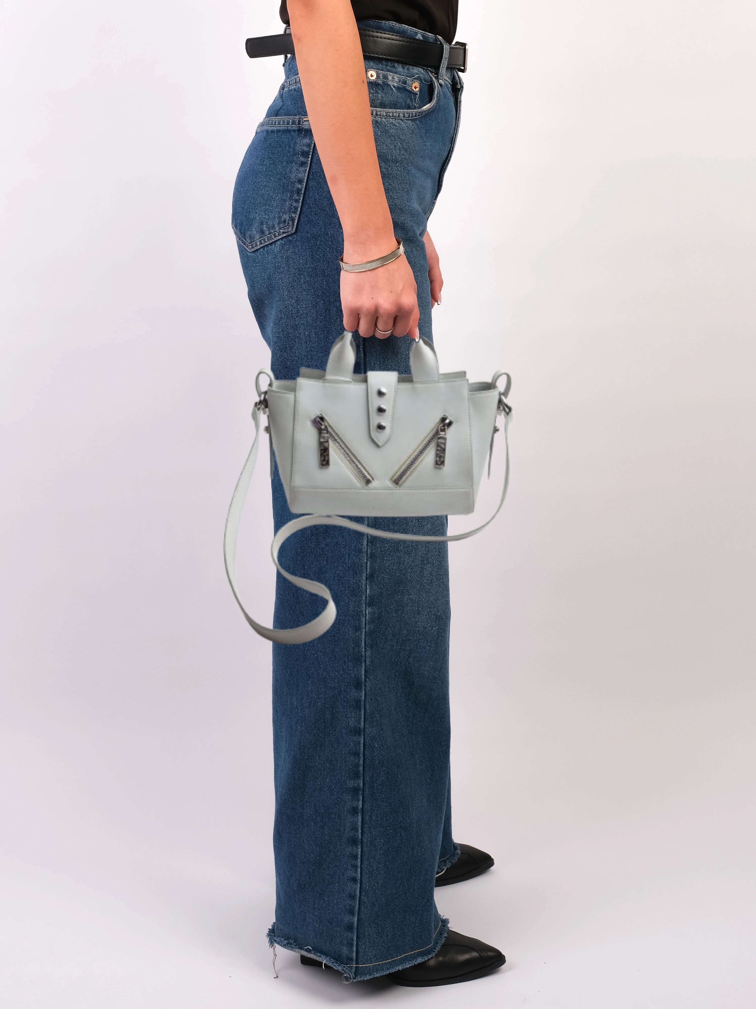 Good Kenzo Gray Leather Handbag with Shoulder Strap