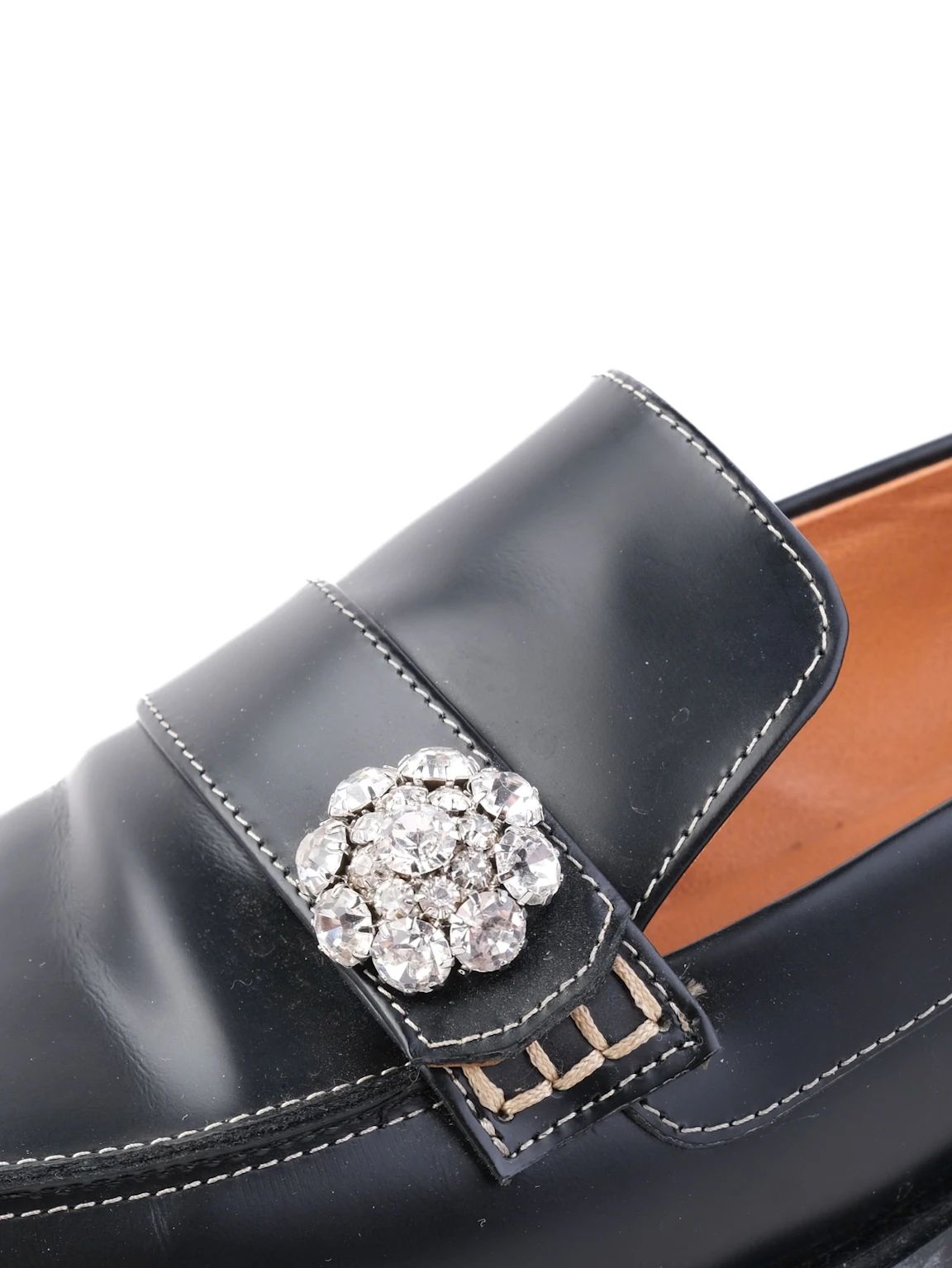 NEW Ganni Black Leather Loafers with Metal Detail Size N/A