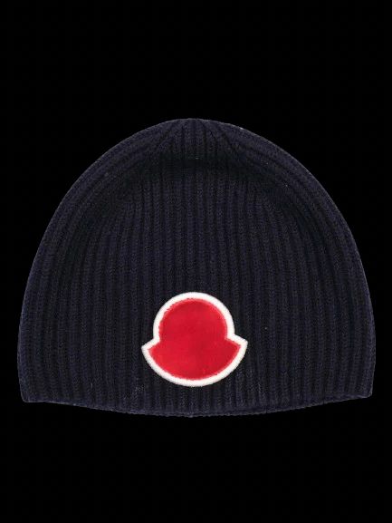 Excellent Moncler Kids Blue Wool Beanie Hat Size 4 with Logo