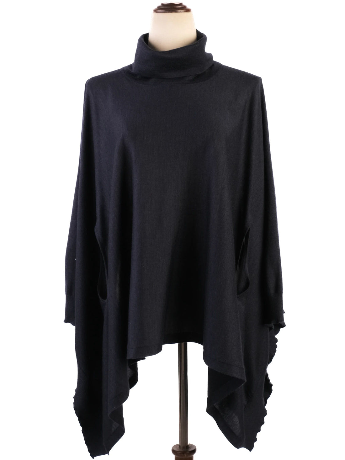 Excellent Brunello Cucinelli Blue Silk Poncho Turtleneck Size S