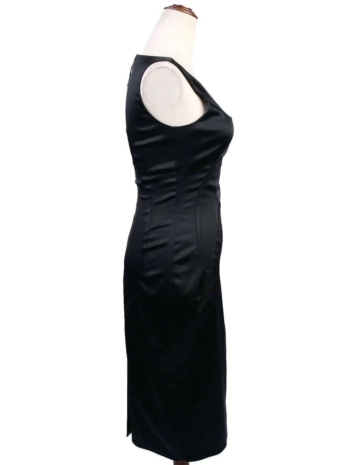 Excellent Dolce Gabbana Black Sleeveless Fitted Dress Nylon