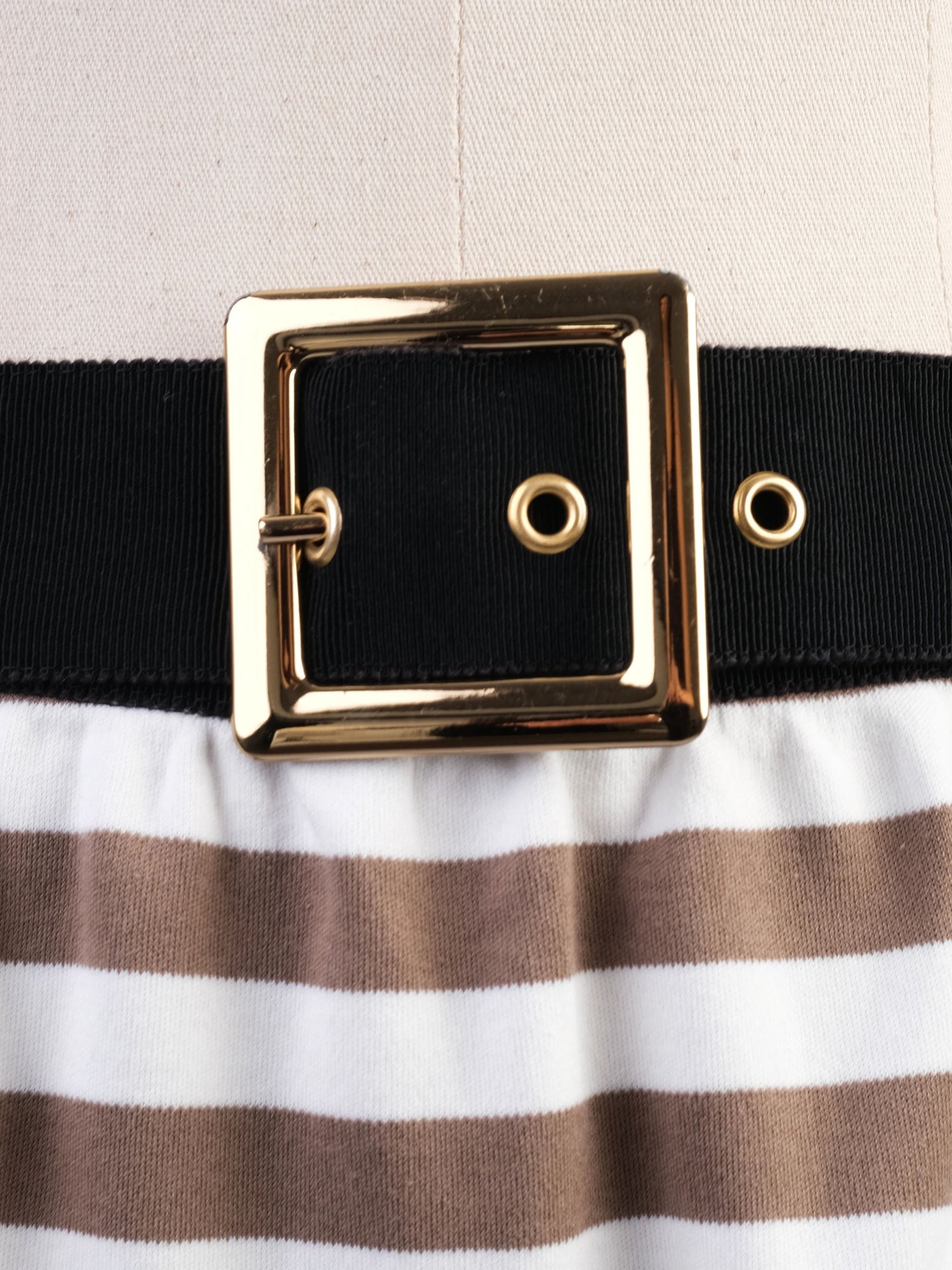 Excellent Moschino Striped Skirt Size M with Black Pockets & Buckle