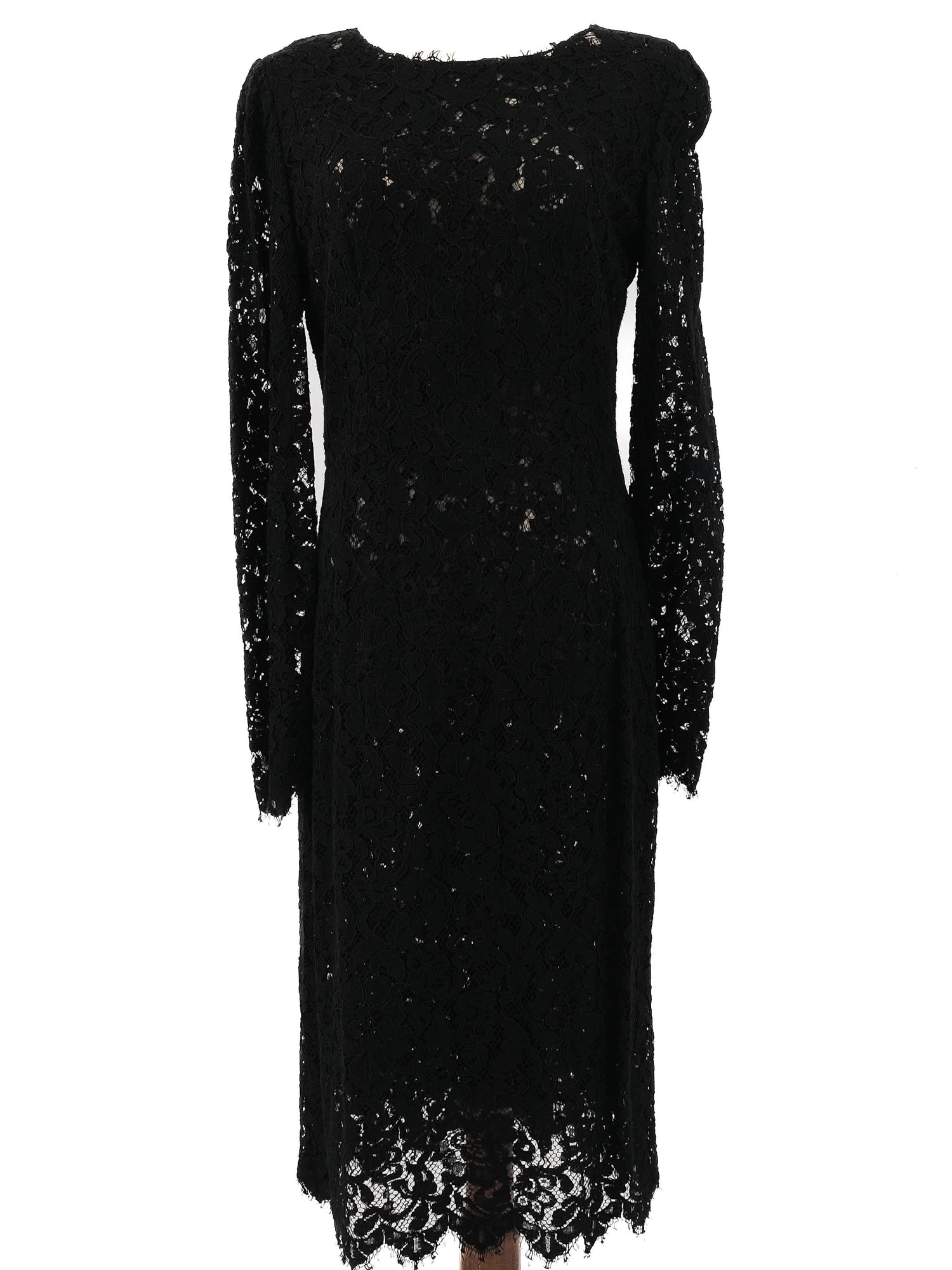 Excellent Ralph Lauren Black Lace Dresses Size L Floral Design