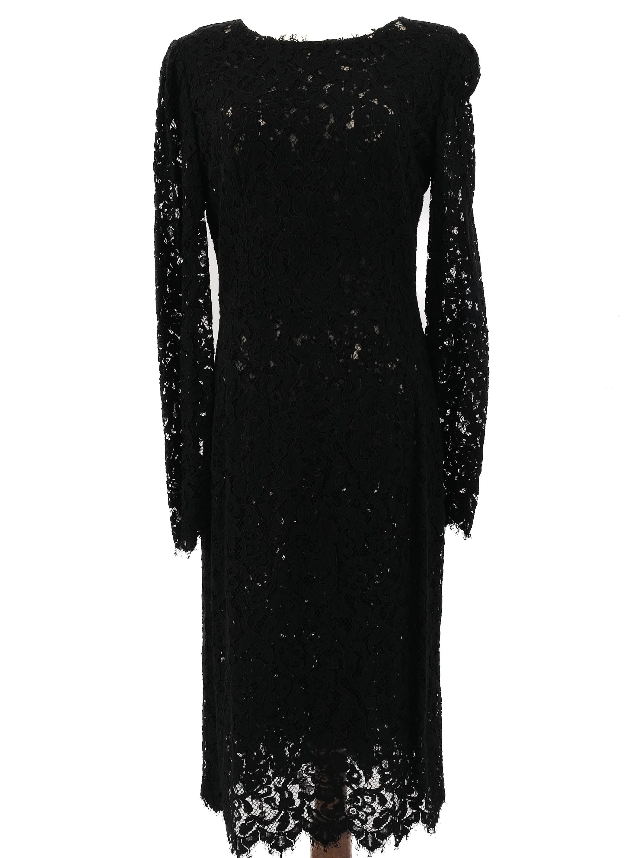Excellent Ralph Lauren Black Lace Dresses Size L Floral Design
