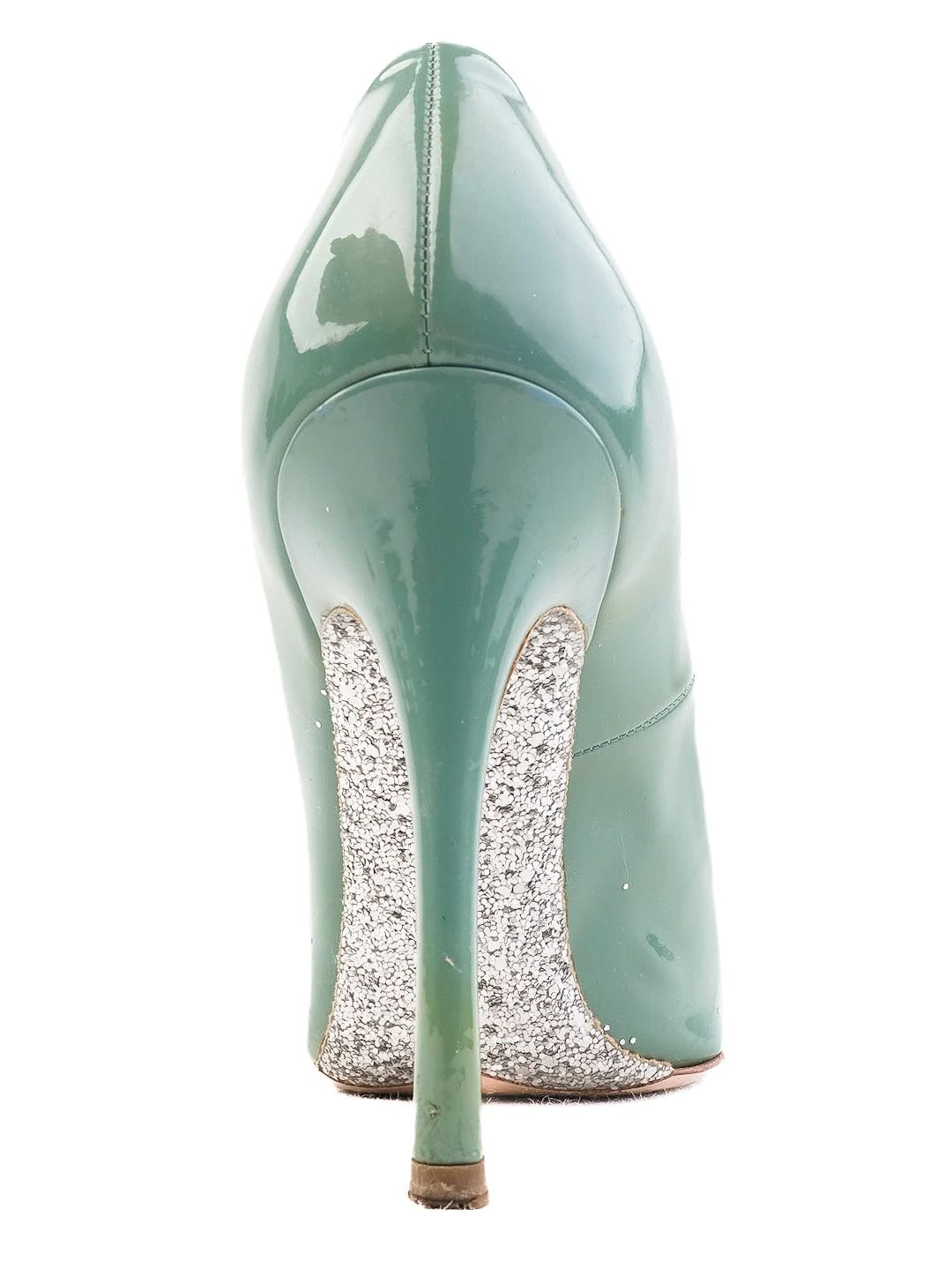 Excellent Miu Miu Green Leather High-Heeled Shoes Size 36.5