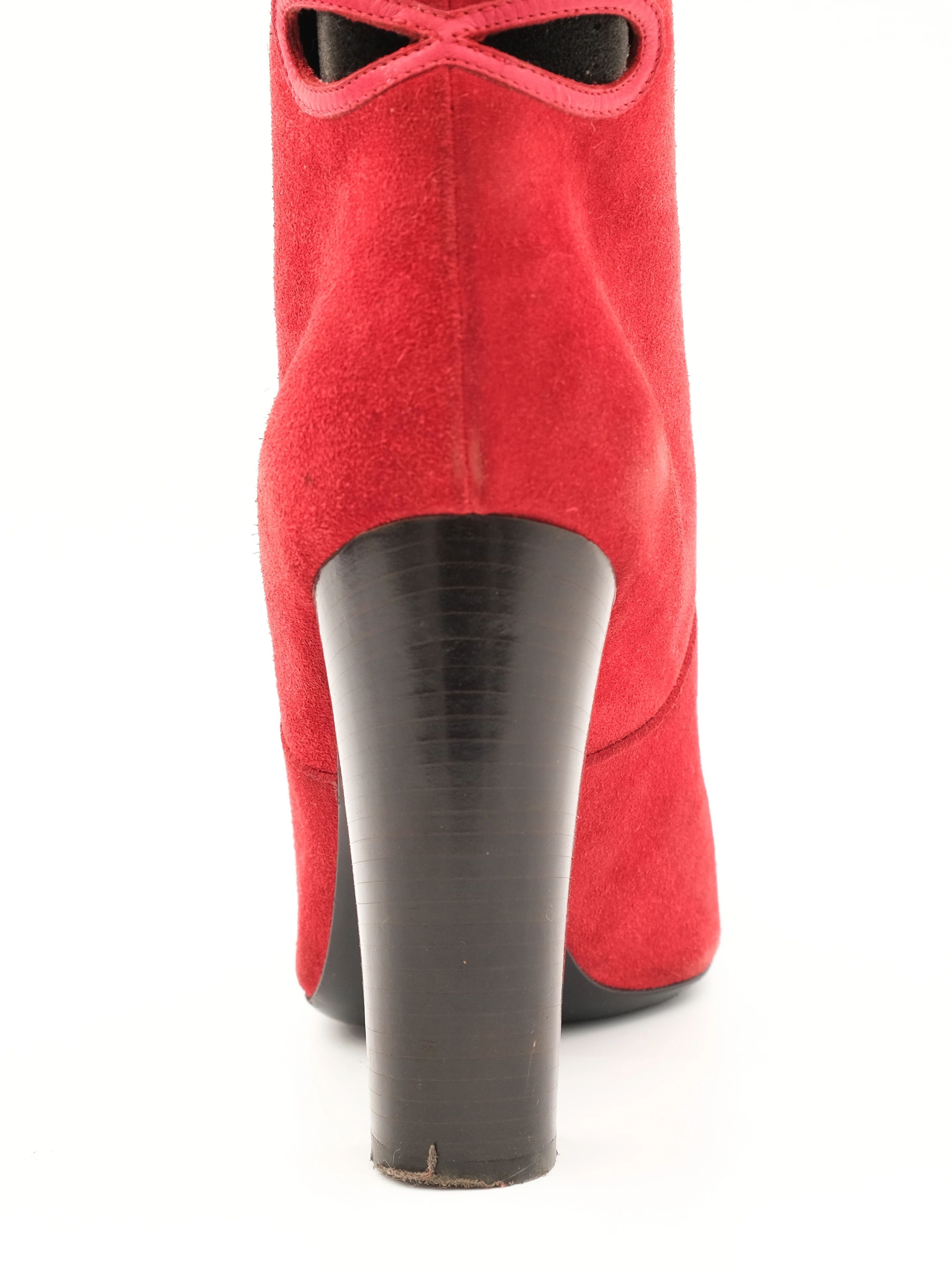 Excellent Sonia Rykiel Red Leather High-Heeled Knee Boots Size 39