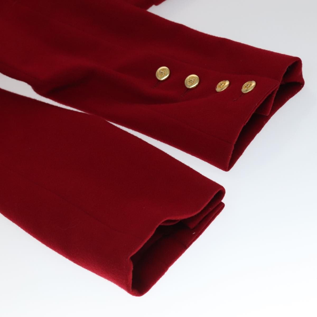 Chanel Coat Jacket Cashmere Red Cc Auth