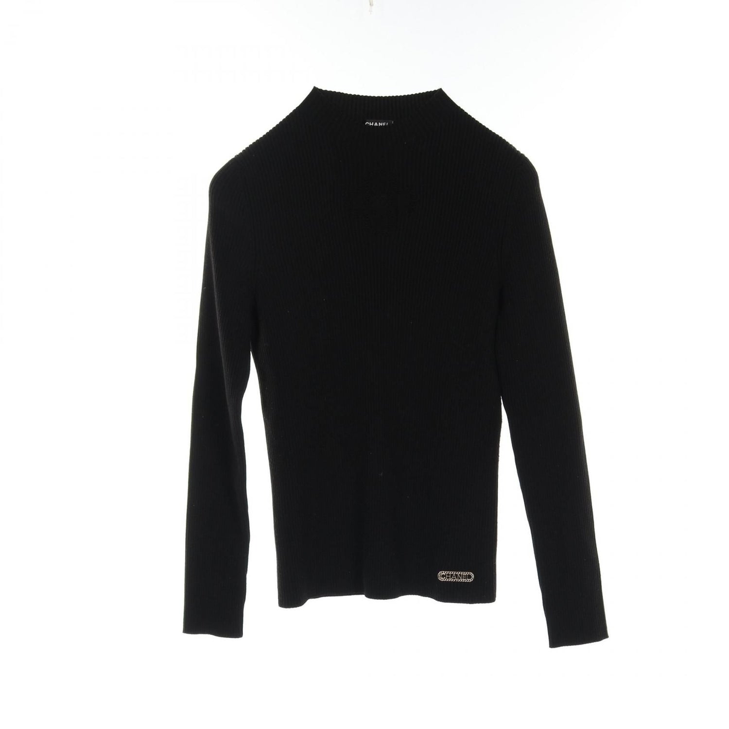 Chanel Black Coco Mark Clover Knit Rayon Wool P 64687k 60670