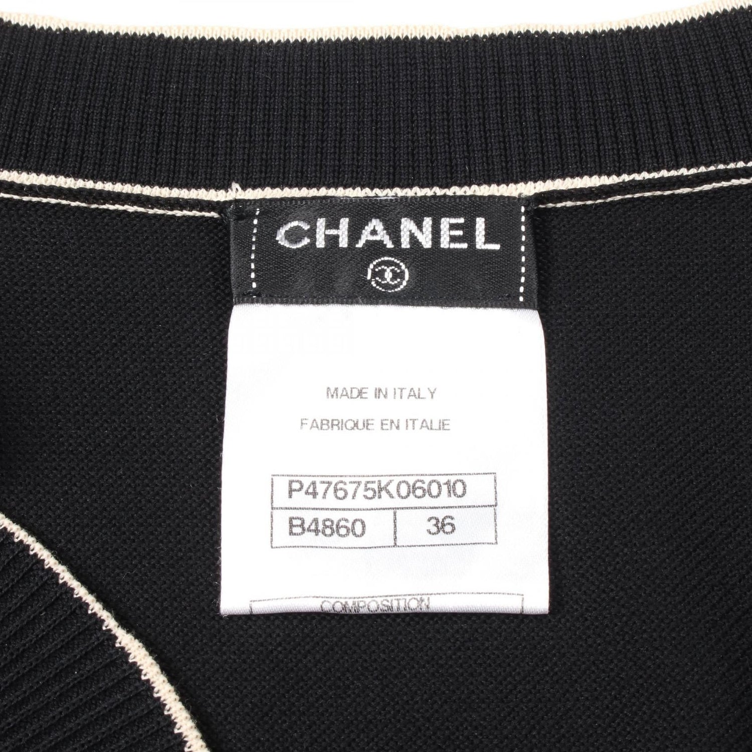 Chanel Black White Dress Cotton P 47675k 06010