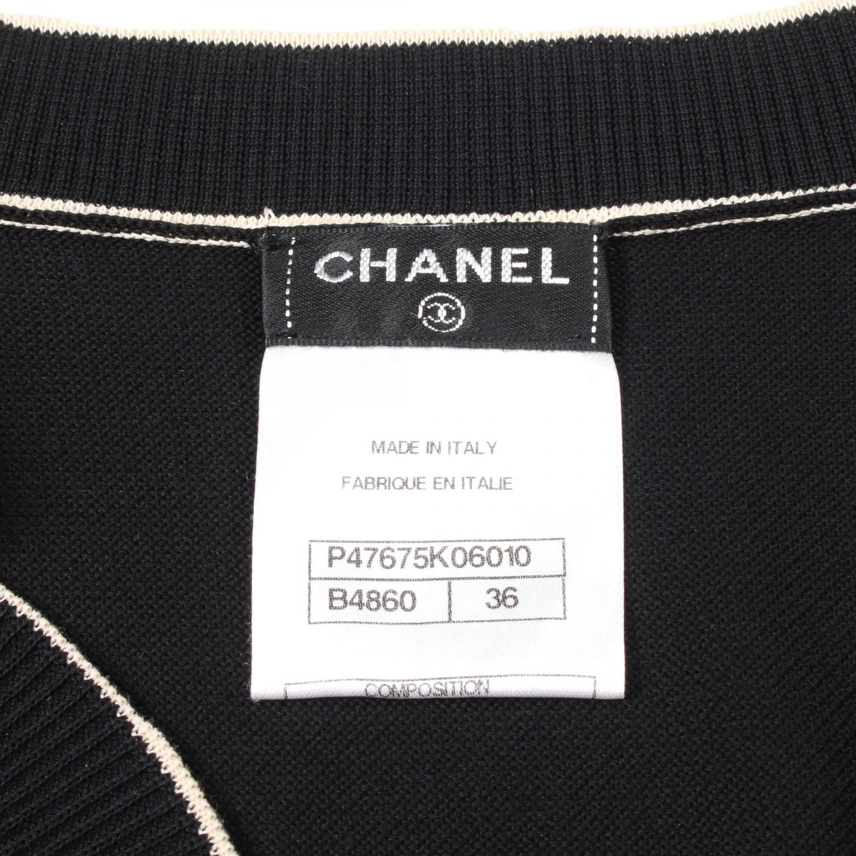 Chanel Black White Dress Cotton P 47675k 06010
