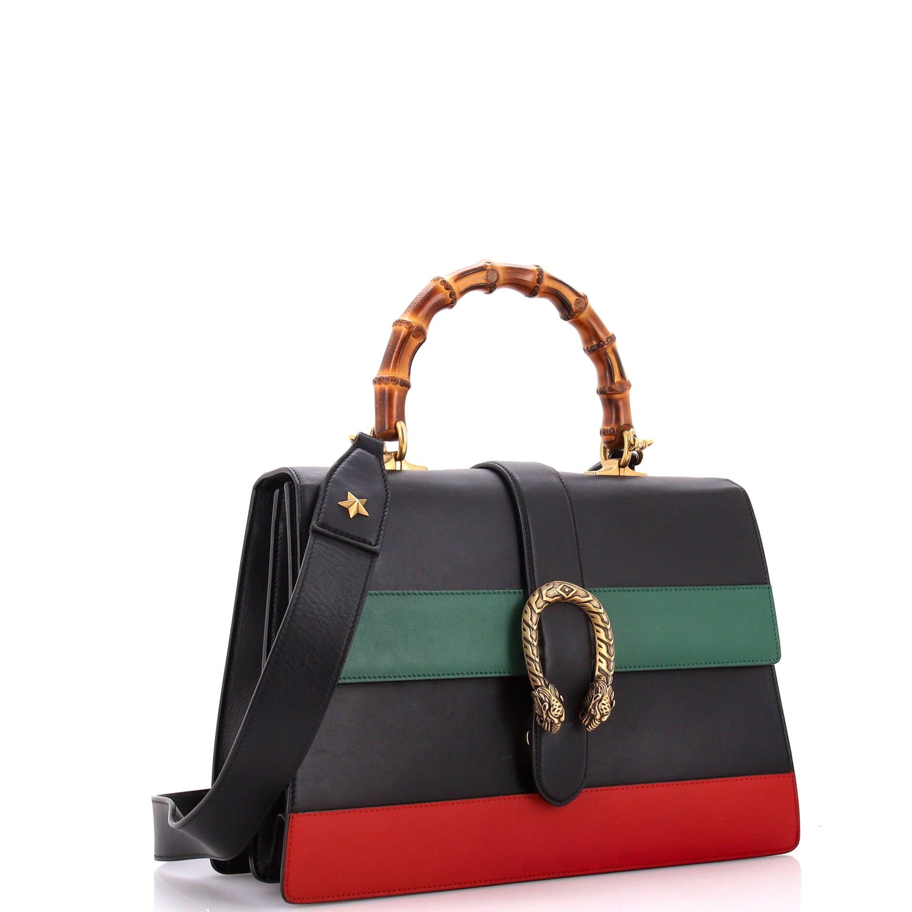 Gucci Dionysus Bamboo Top Handle Bag Colorblock Leather Large