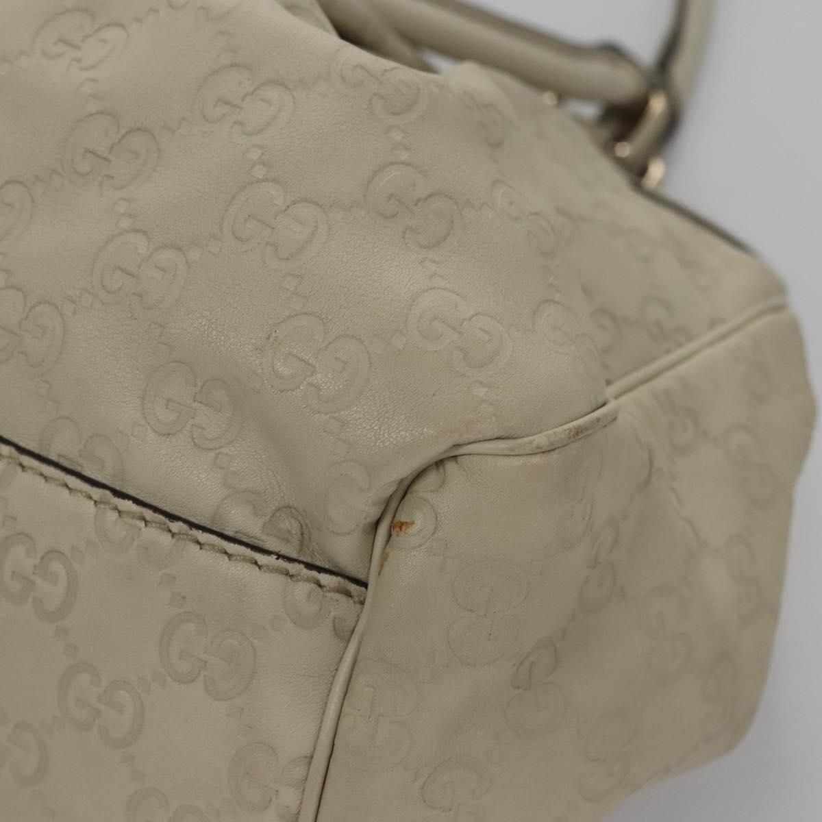 Gucci Gg Canvas Guccissima Hand Bag Leather White Gold 211944 Auth