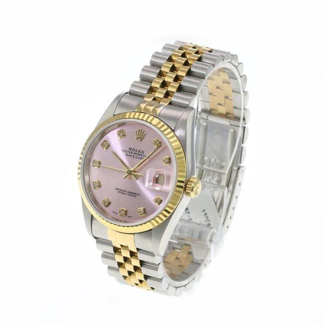 Pink Datejust 16233 Two-tone 36mm Ice Diamond Dial Watch