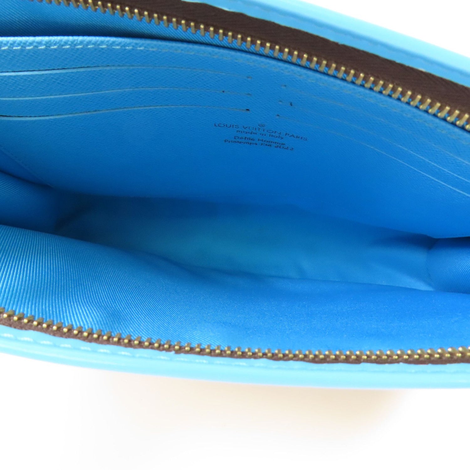 Louis Vuitton Monogram Pochette Voyage Mm Gold Hand Bag Brown/blue Business Bag Clutch Bag M 81204